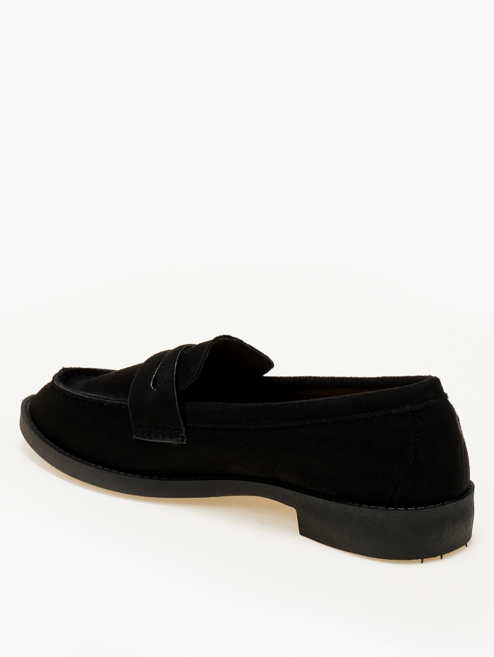 issue Γυναικεία χαμηλά loafers με suede υφή - Μαύρο - 032011