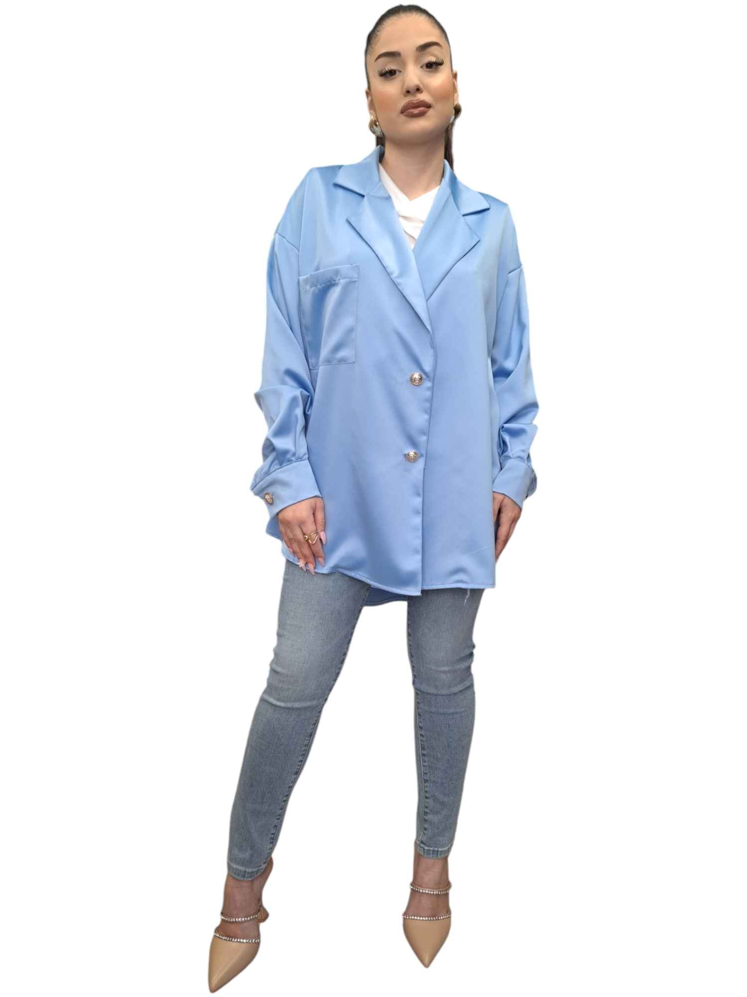 FashionWoman Σατέν Σακάκι με Δύο Κουμπιά