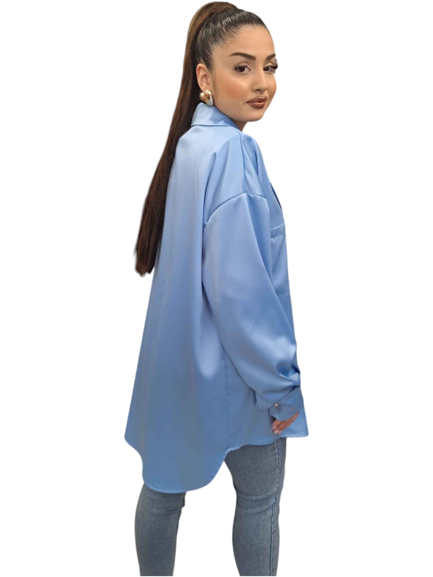 FashionWoman Σατέν Σακάκι με Δύο Κουμπιά