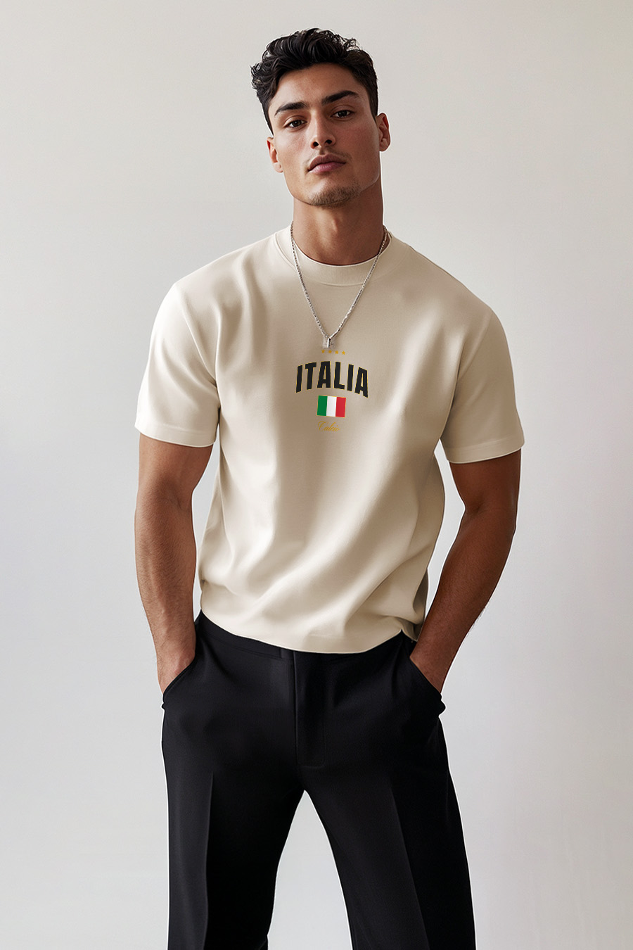 UnitedKind Italia Xi, T-Shirt σε Εκρού Χρώμα
