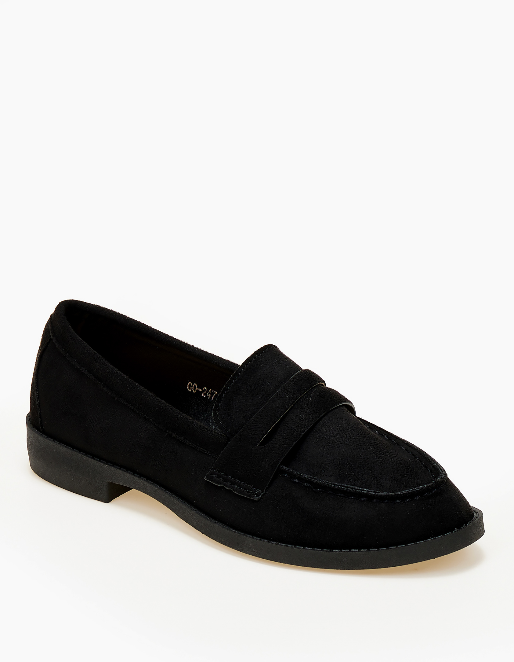 issue Γυναικεία χαμηλά loafers με suede υφή - Μαύρο - 032011