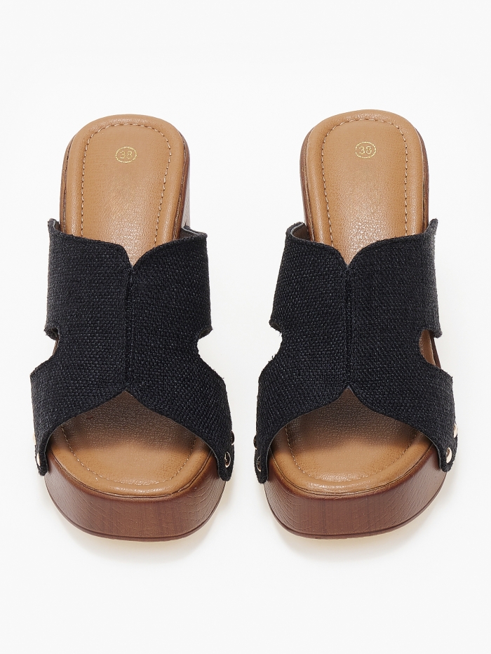 issue Γυναικεία clogs - τσόκαρα με φάσα και ανοίγματα - Μαύρο - 032011