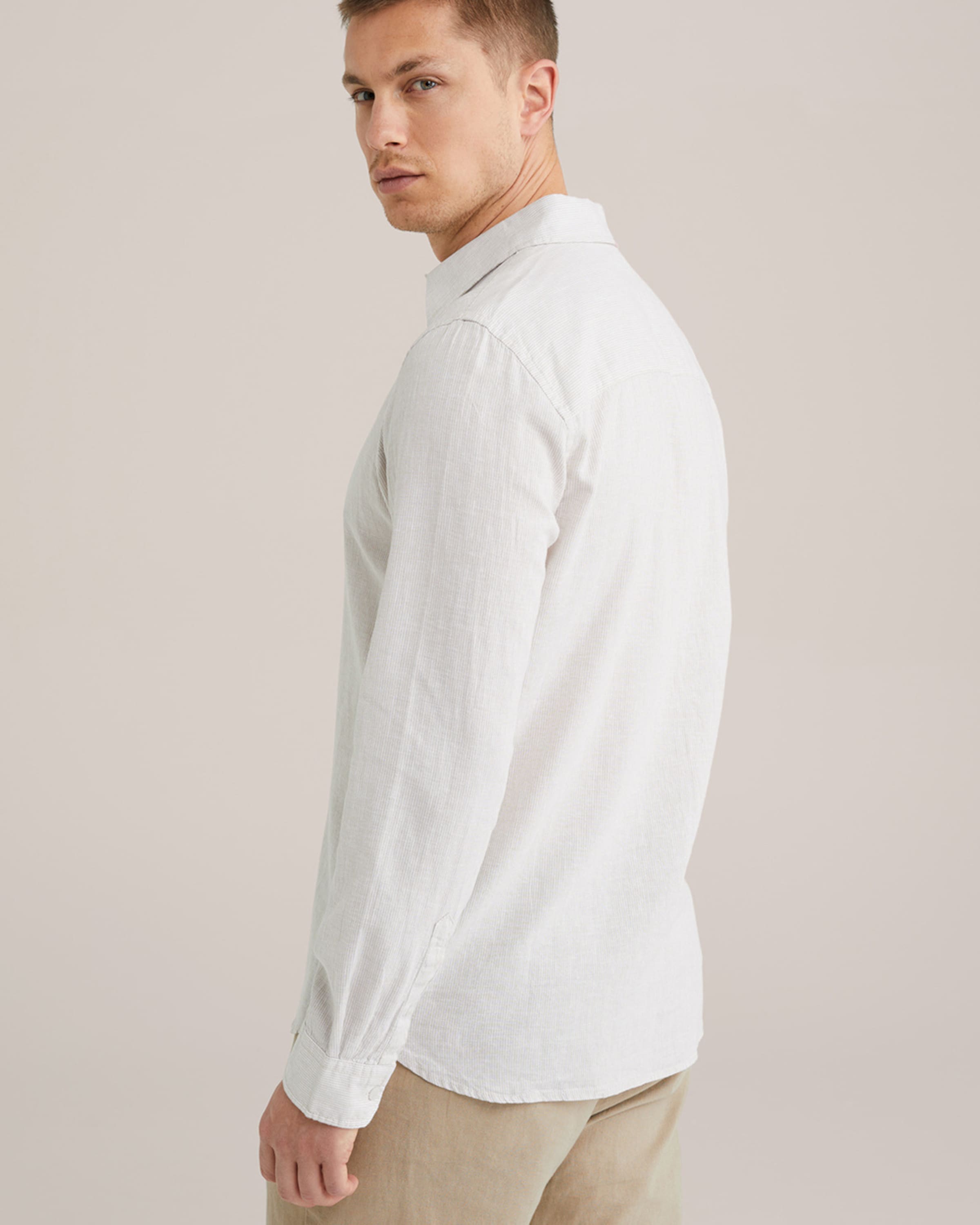 WE Fashion Πουκάμισο μπεζ / λευκό