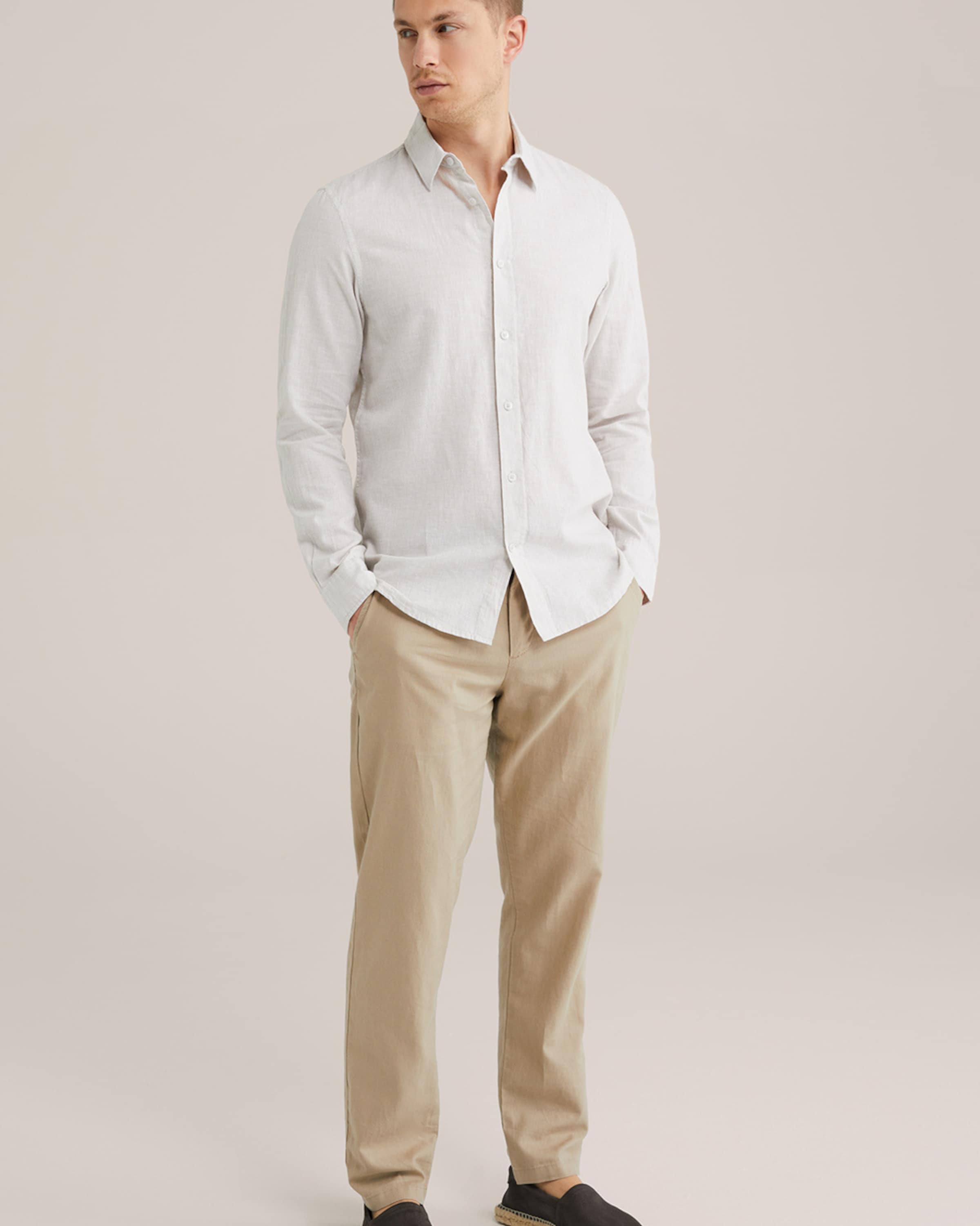 WE Fashion Πουκάμισο μπεζ / λευκό