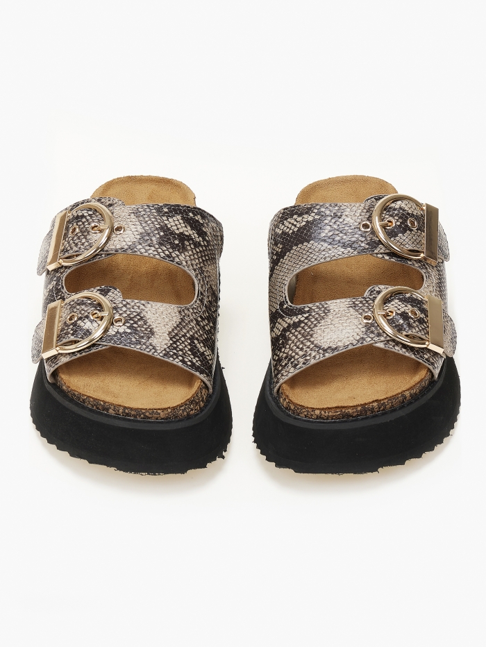 issue Σανδάλια flatform με ψηλή σόλα και αγκράφες - Snake - 061011