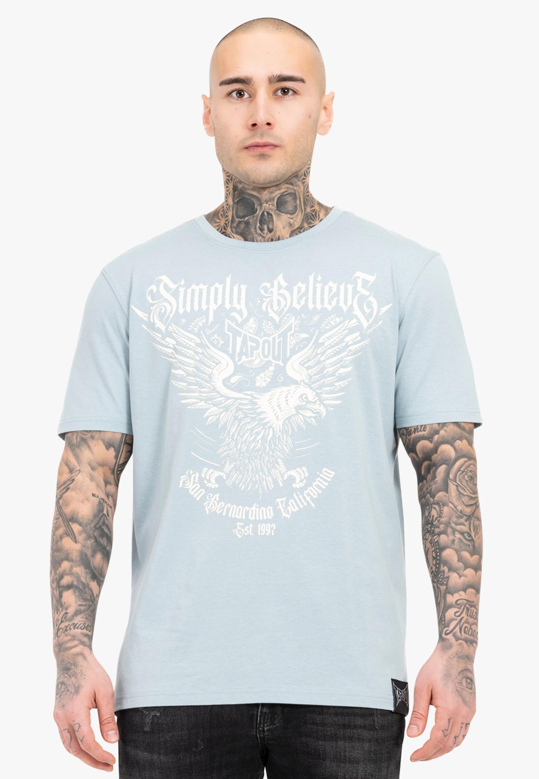 Tapout Μπλουζάκι 'Throper' γαλάζιο / λευκό