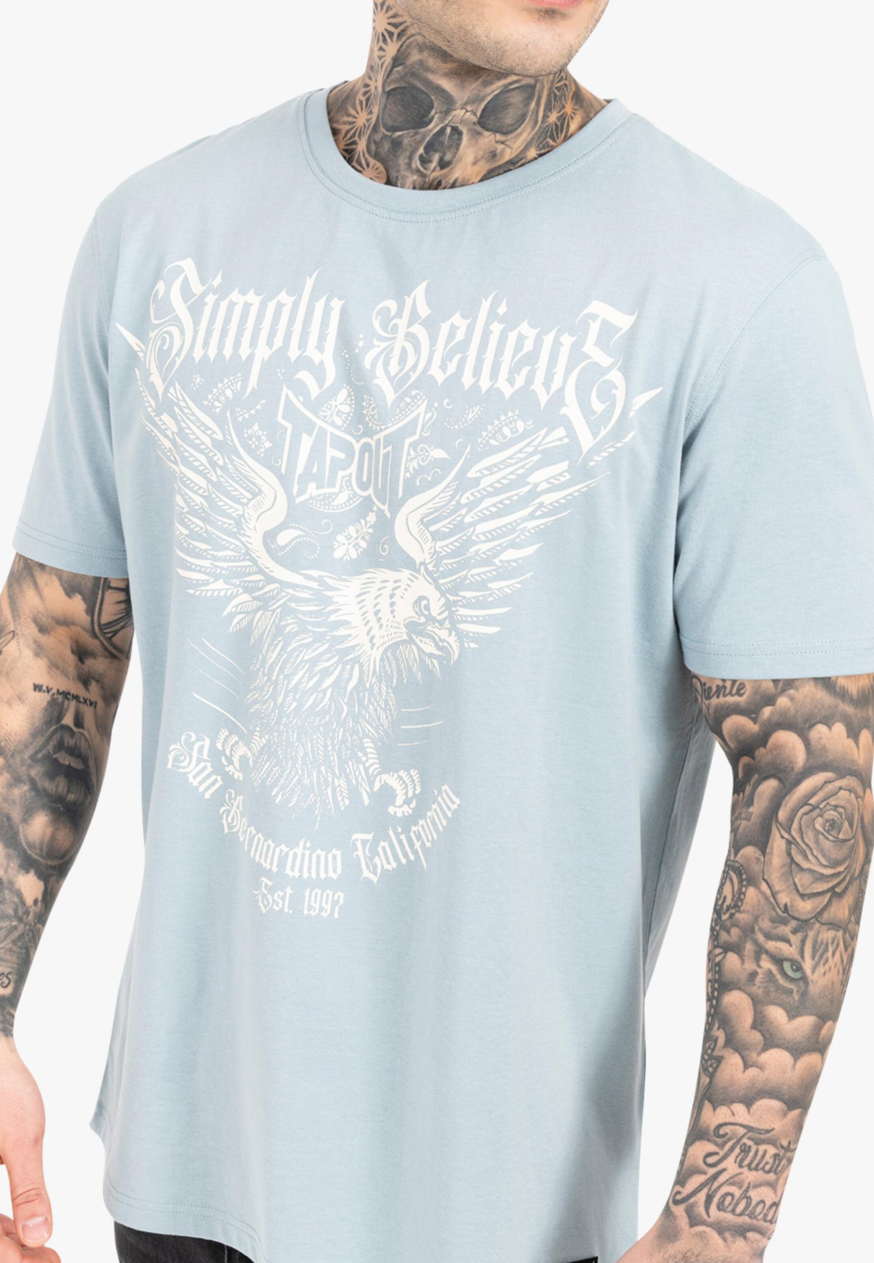 Tapout Μπλουζάκι 'Throper' γαλάζιο / λευκό