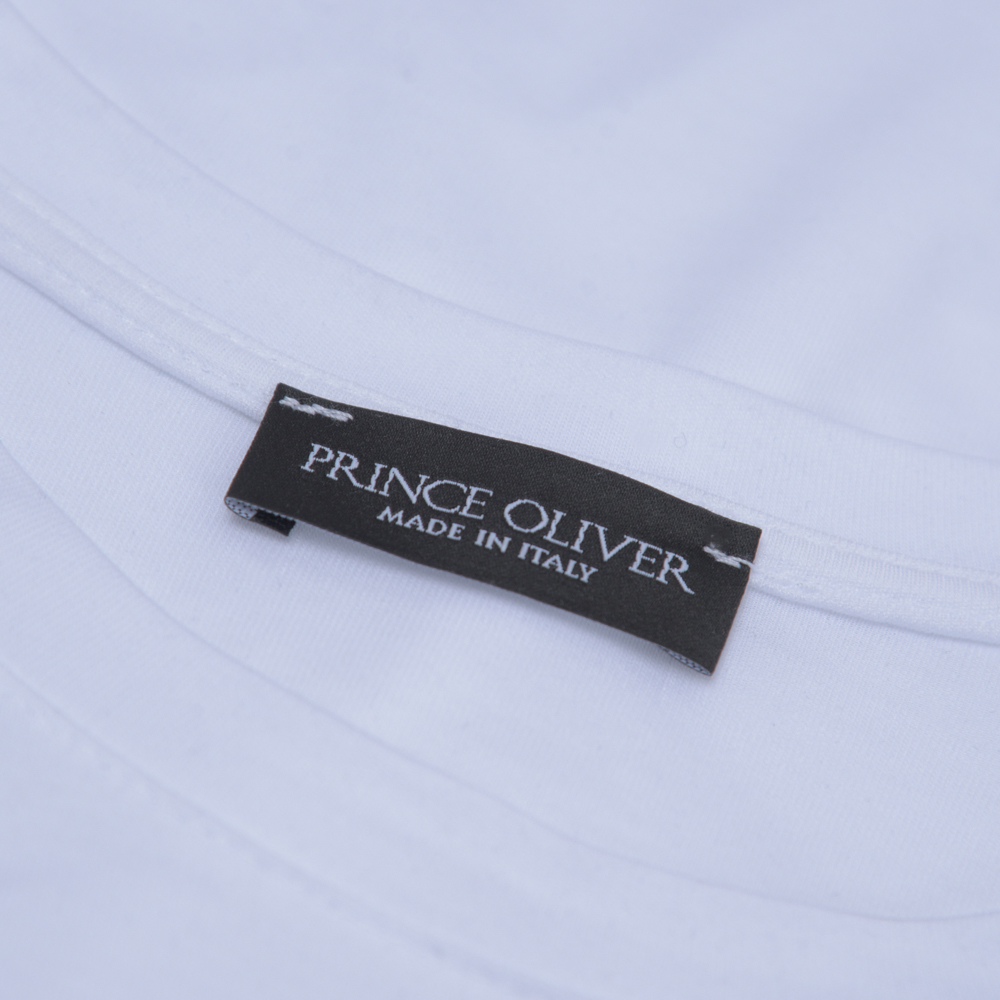 Prince Oliver Crew Neck Τ-Shirt Λευκό in Tencel Fabric Modern Fit