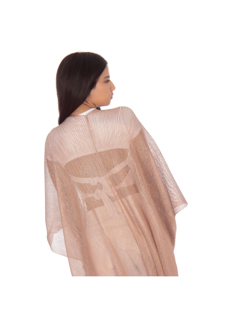 Silia D Bronze Midi Καφτάνι με Μεταλλική Πλέξη και Κρόσσια