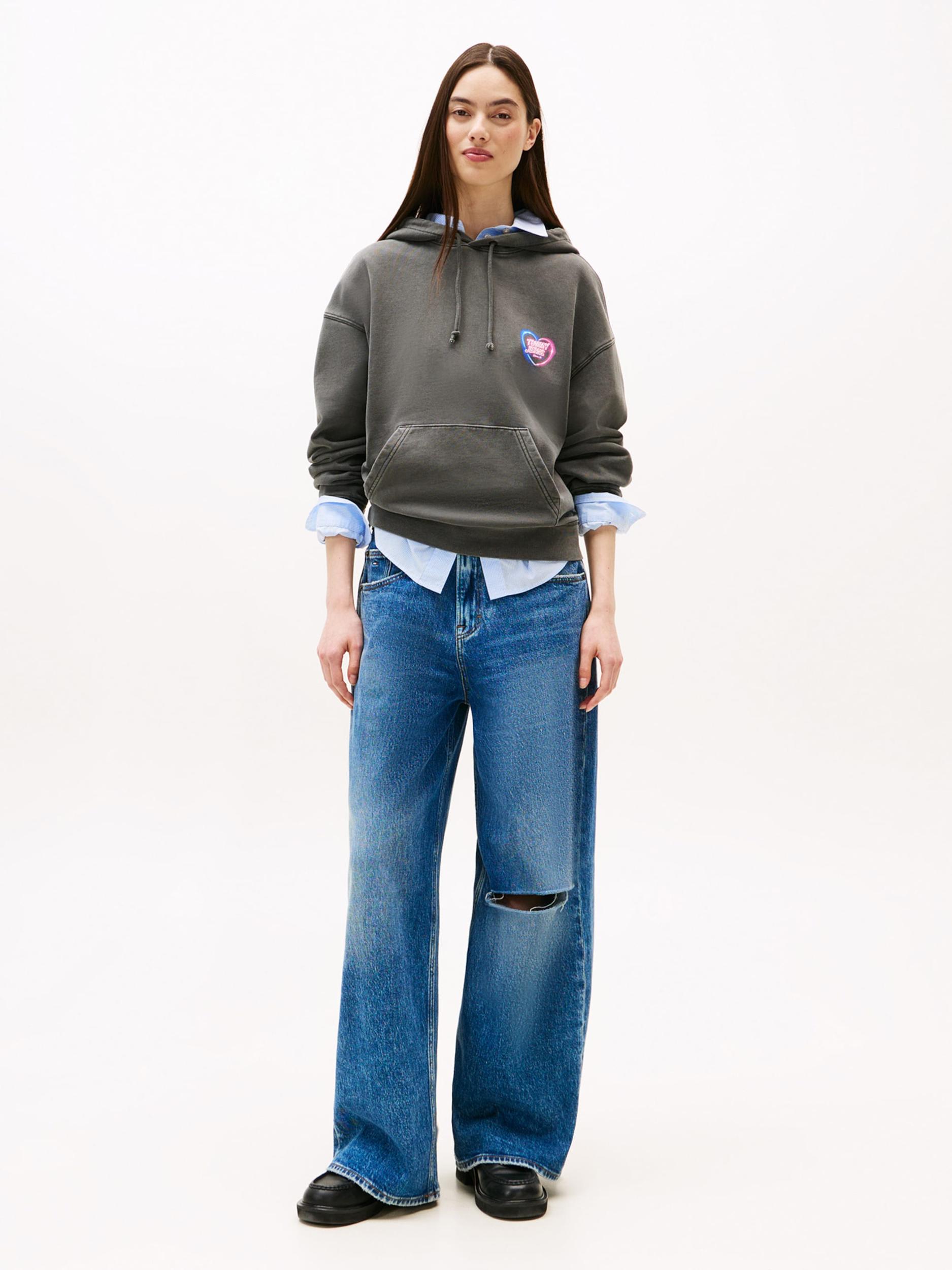 Tommy Jeans Μπλούζα φούτερ μπλε νέον / ροζ νέον / μαύρο / λευκό