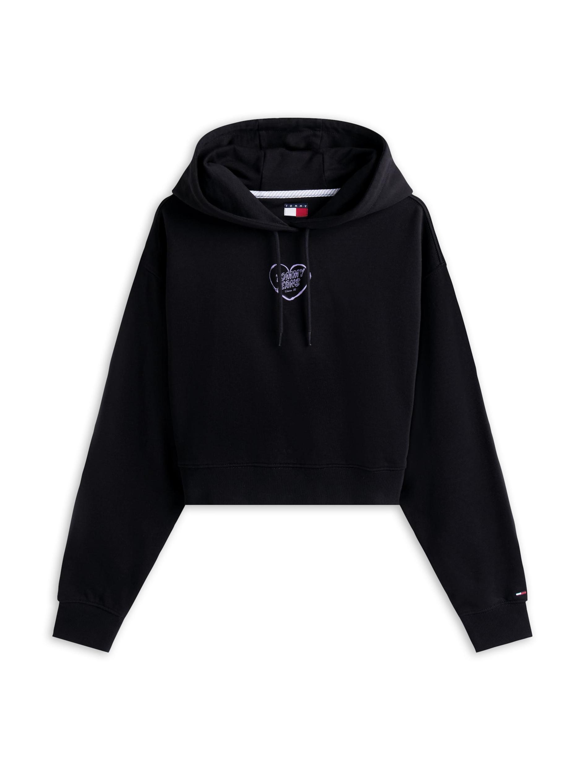 Tommy Jeans Μπλούζα φούτερ 'HEART' ανοικτό λιλά / μαύρο