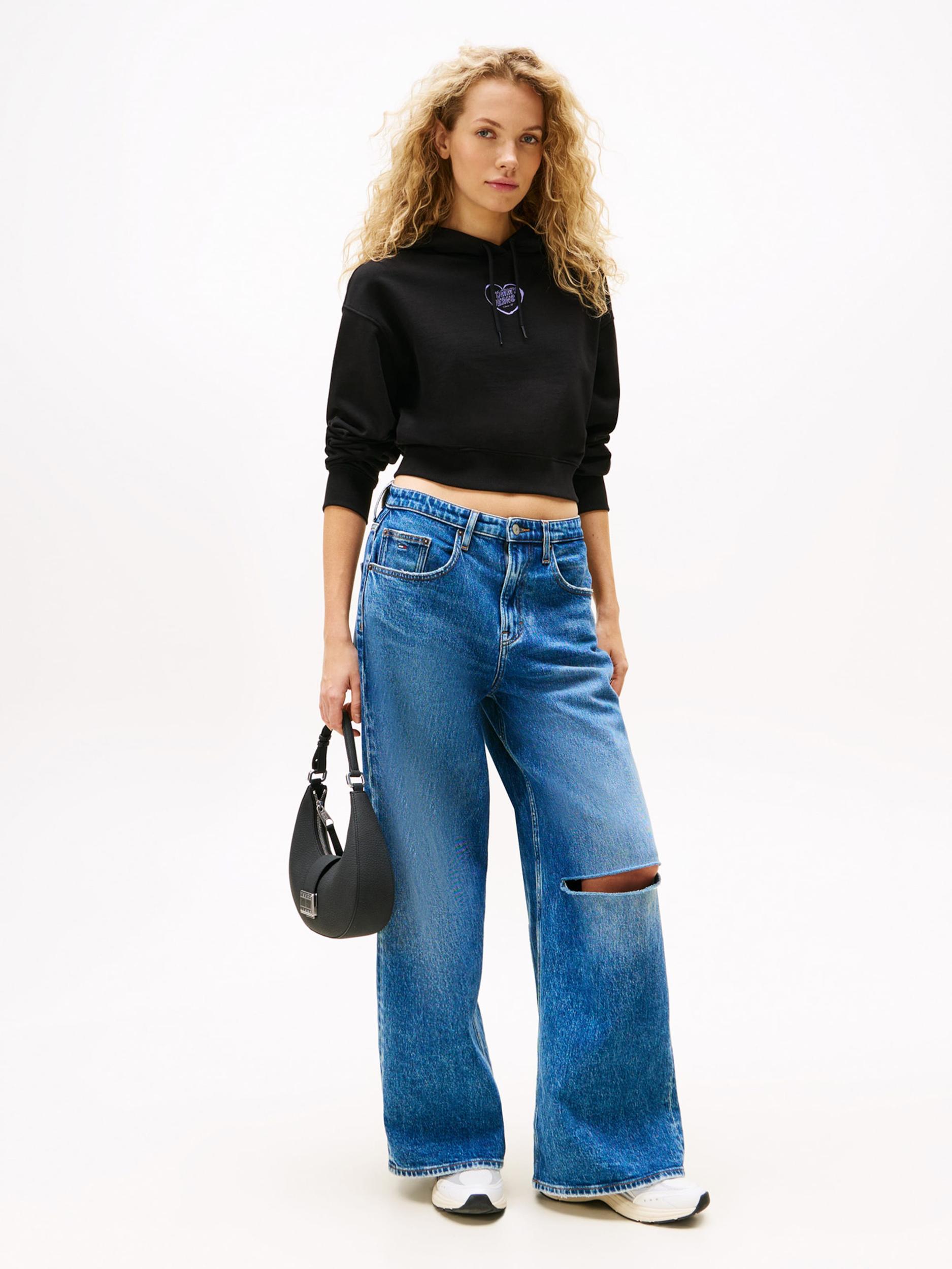 Tommy Jeans Μπλούζα φούτερ 'HEART' ανοικτό λιλά / μαύρο