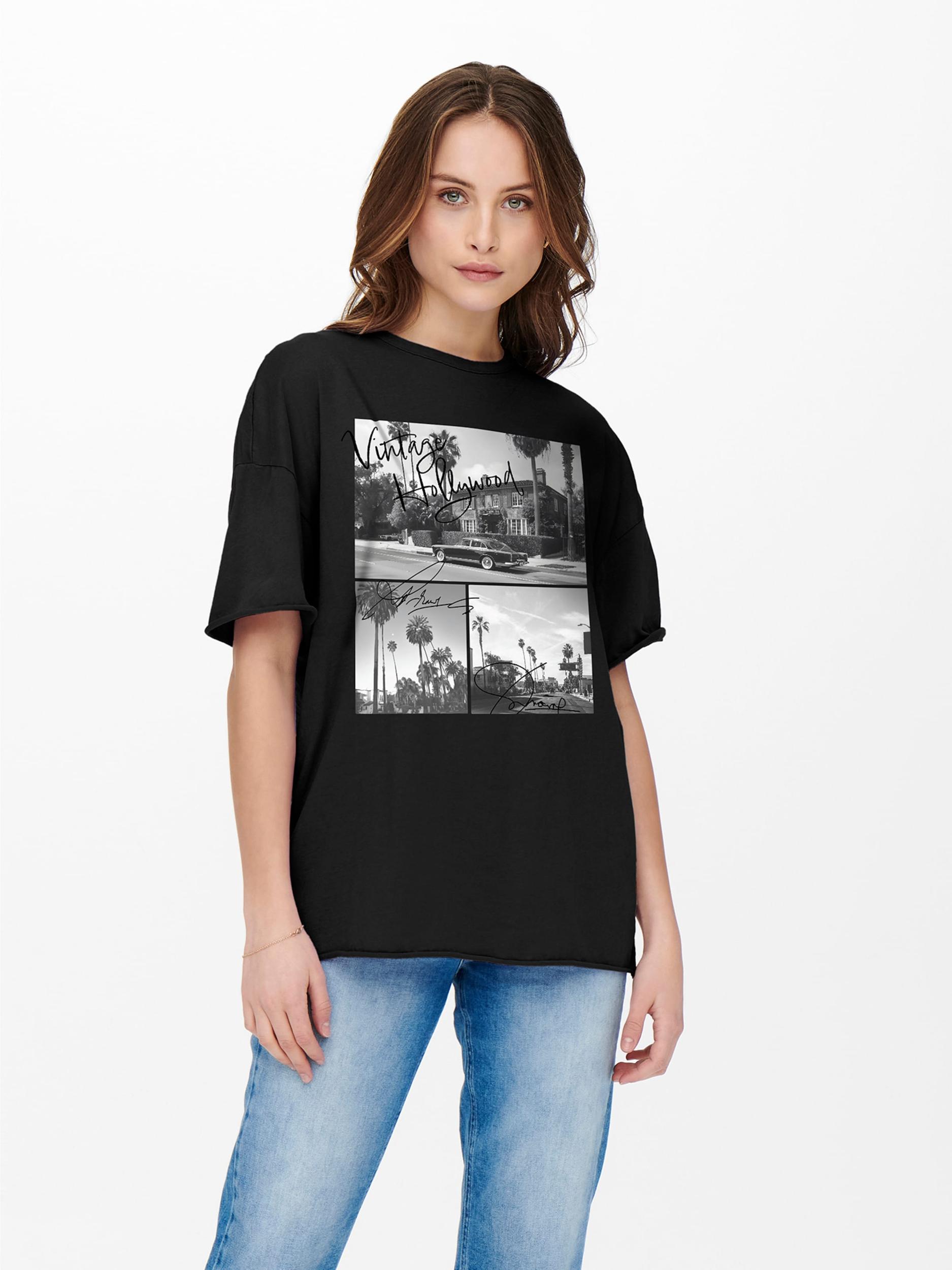 ONLY Μπλουζάκι 'ONLLUCY' ανοικτό γκρι / σκούρο γκρι / μαύρο