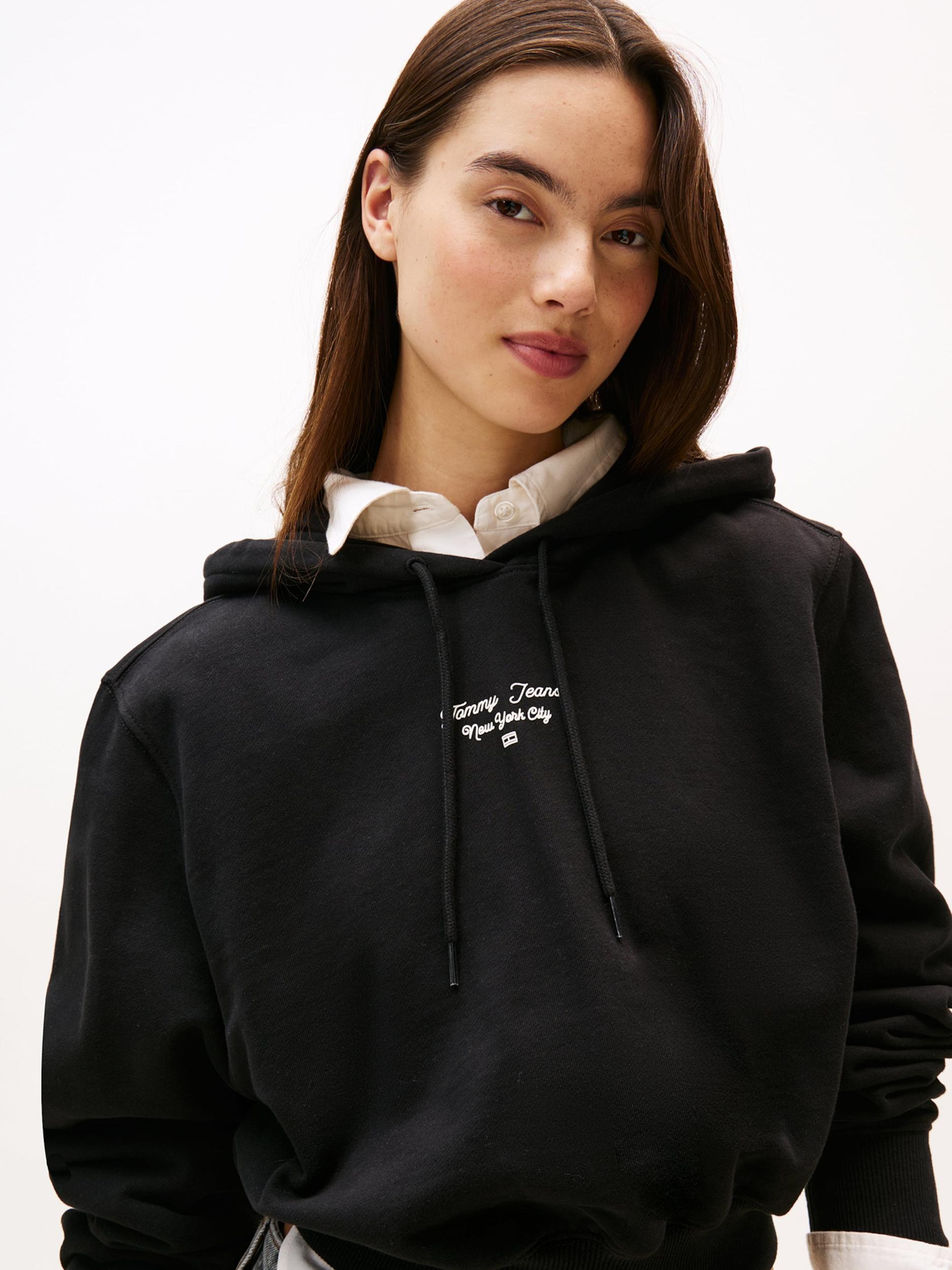 Tommy Jeans Μπλούζα φούτερ 'ESSENTIAL' μαύρο / λευκό