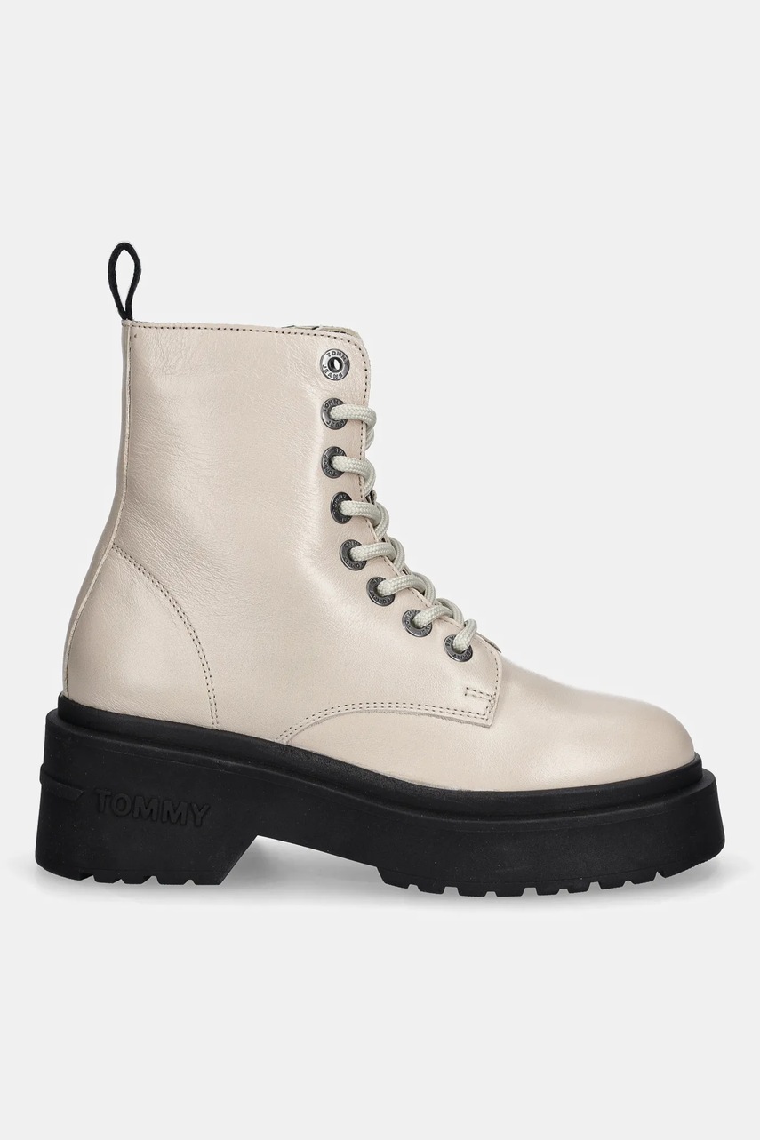 Δερμάτινα workers Tommy Jeans TJW CHUNKY SHINY LEATHER BOOT
