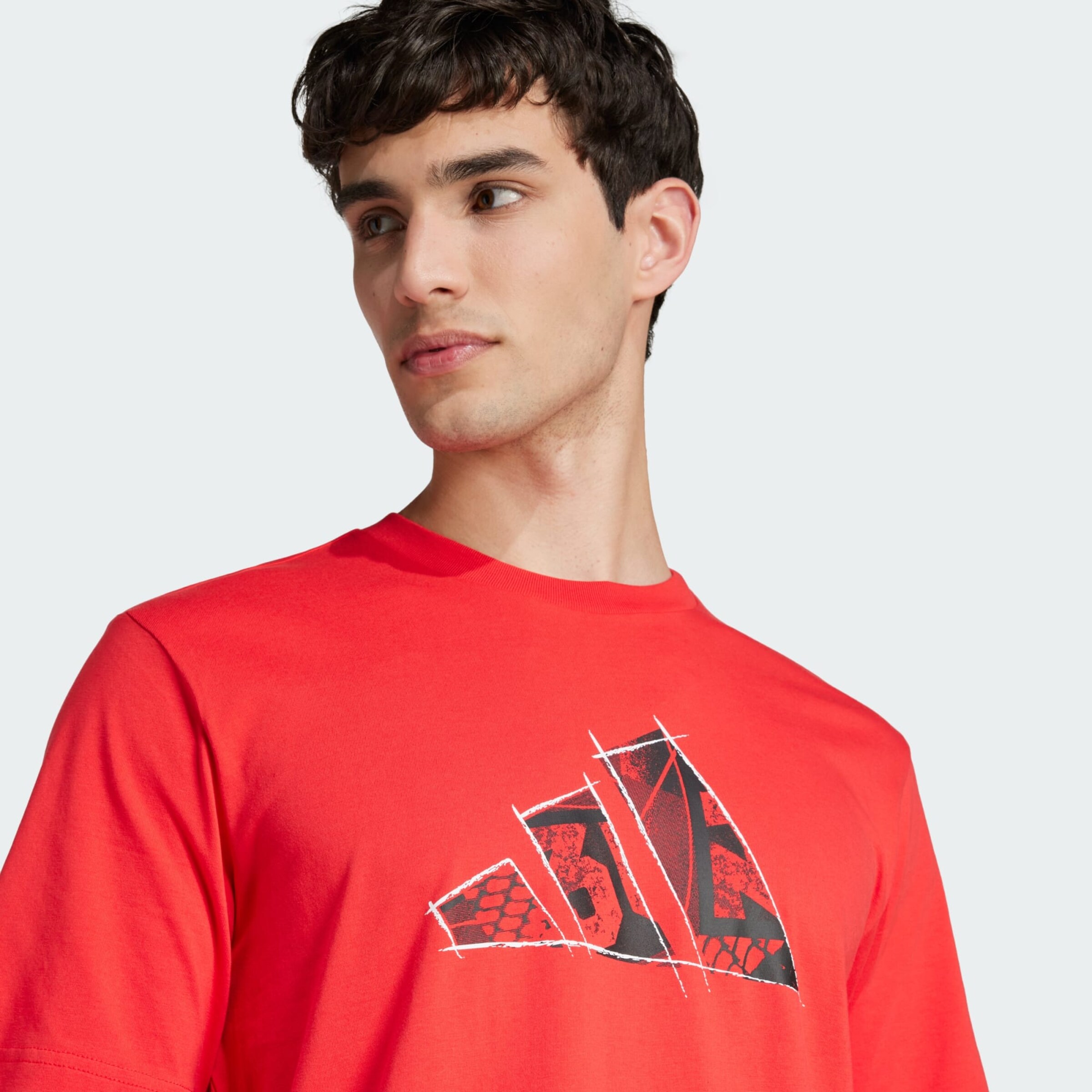 ADIDAS SPORTSWEAR Λειτουργικό μπλουζάκι 'Logo Graphic' μπλε μαρέν / κόκκινο / λευκό