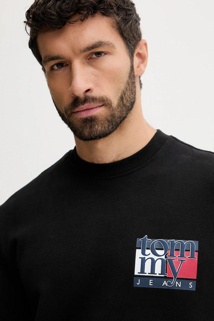 Βαμβακερή μπλούζα Tommy Jeans χρώμα: μαύρο, DM0DM22093