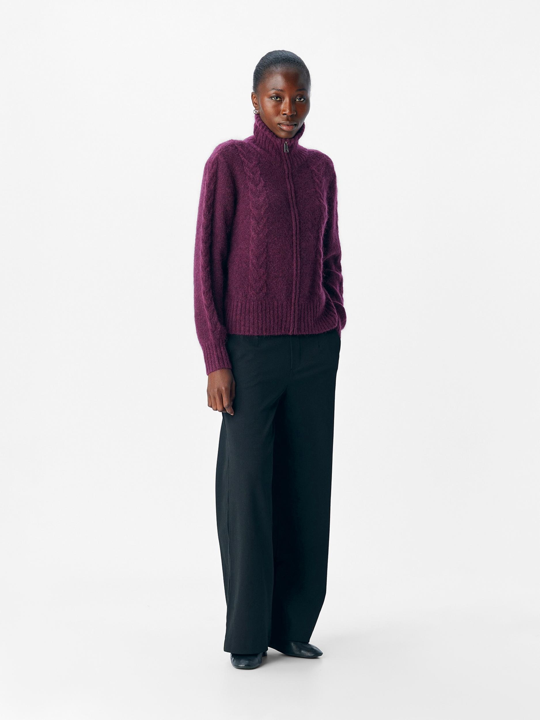 OBJECT Πλεκτή ζακέτα 'OBJNETE' μελιτζανί