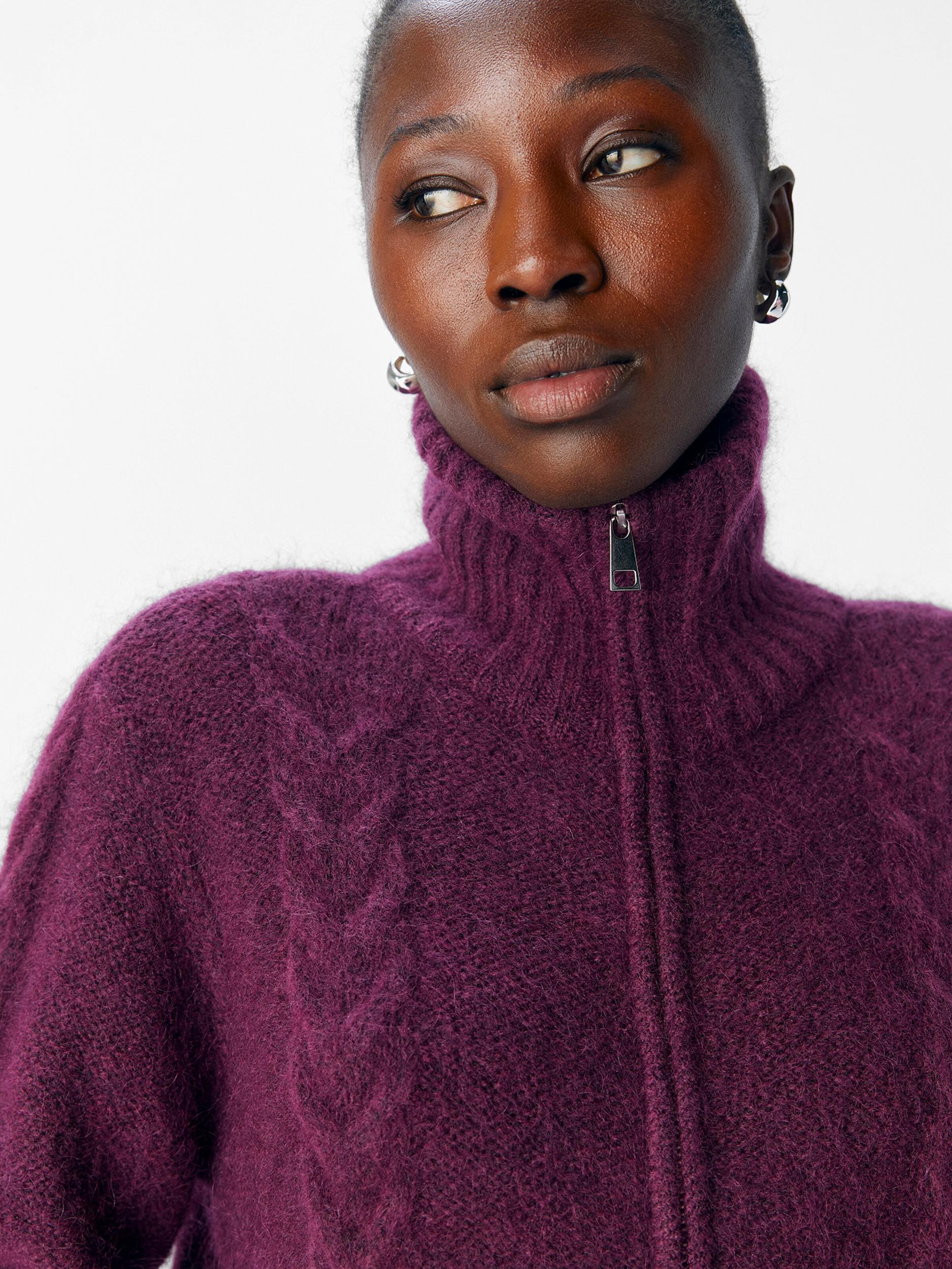 OBJECT Πλεκτή ζακέτα 'OBJNETE' μελιτζανί