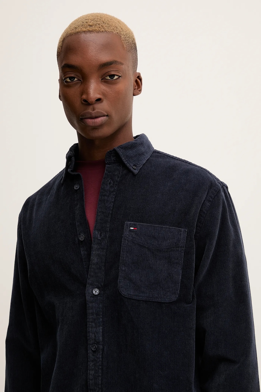 Πουκάμισο κοτλέ Tommy Jeans ανδρικά, χρώμα: ναυτικό μπλε, DM0DM22021