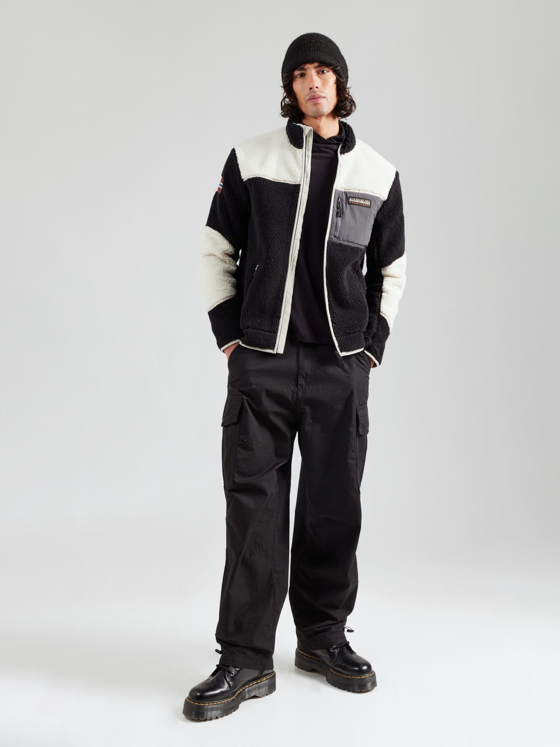 NAPAPIJRI Ζακέτα φλις 'Yupik' γραφίτης / μαύρο / λευκό