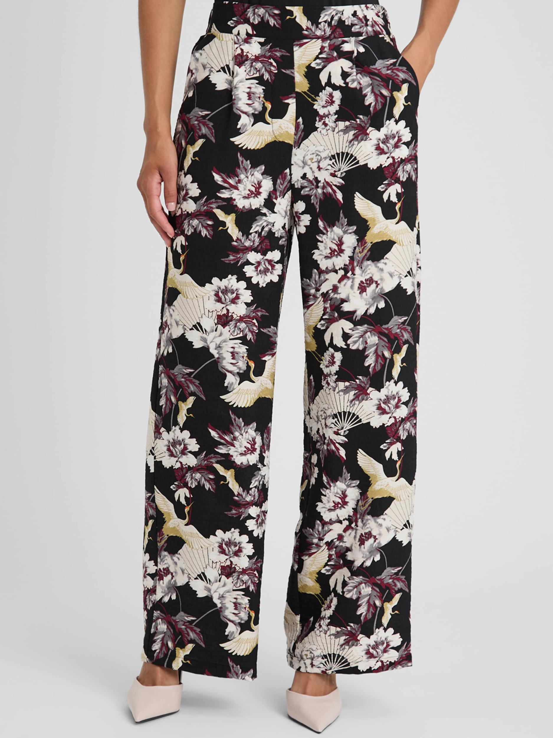 Guido Maria Kretschmer Women Παντελόνι πλισέ 'Orelia' σαμπάνια / σκούρο κόκκινο / μαύρο / λευκό