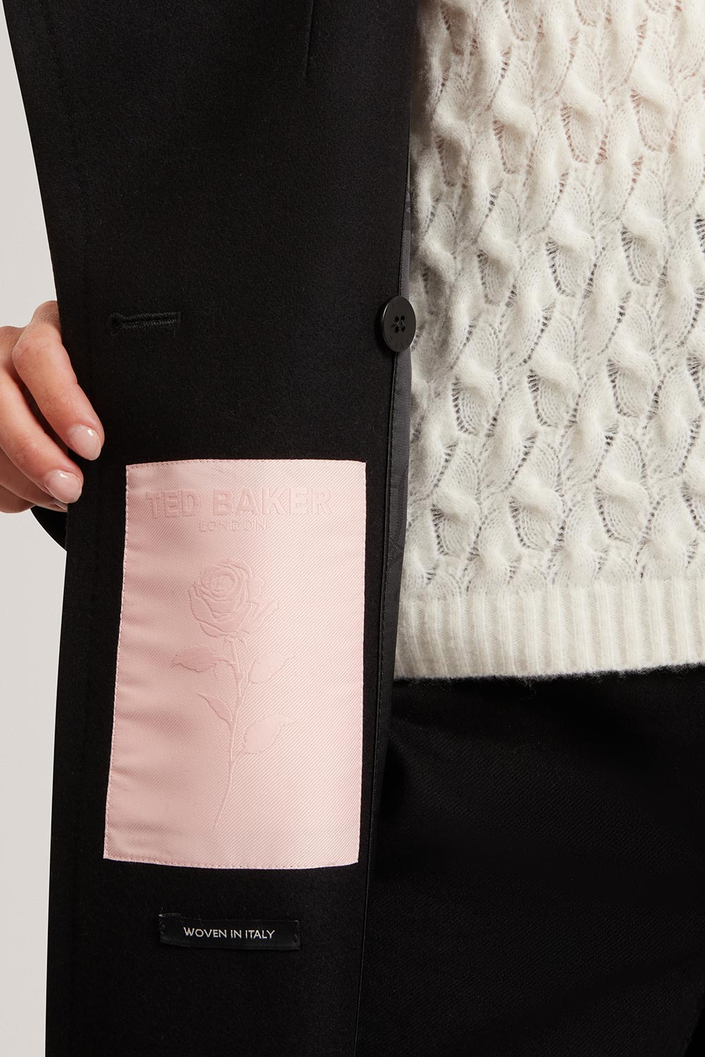 TED BAKER Παλτο Rose Mid Lengthed Wool Wrap 282071 black