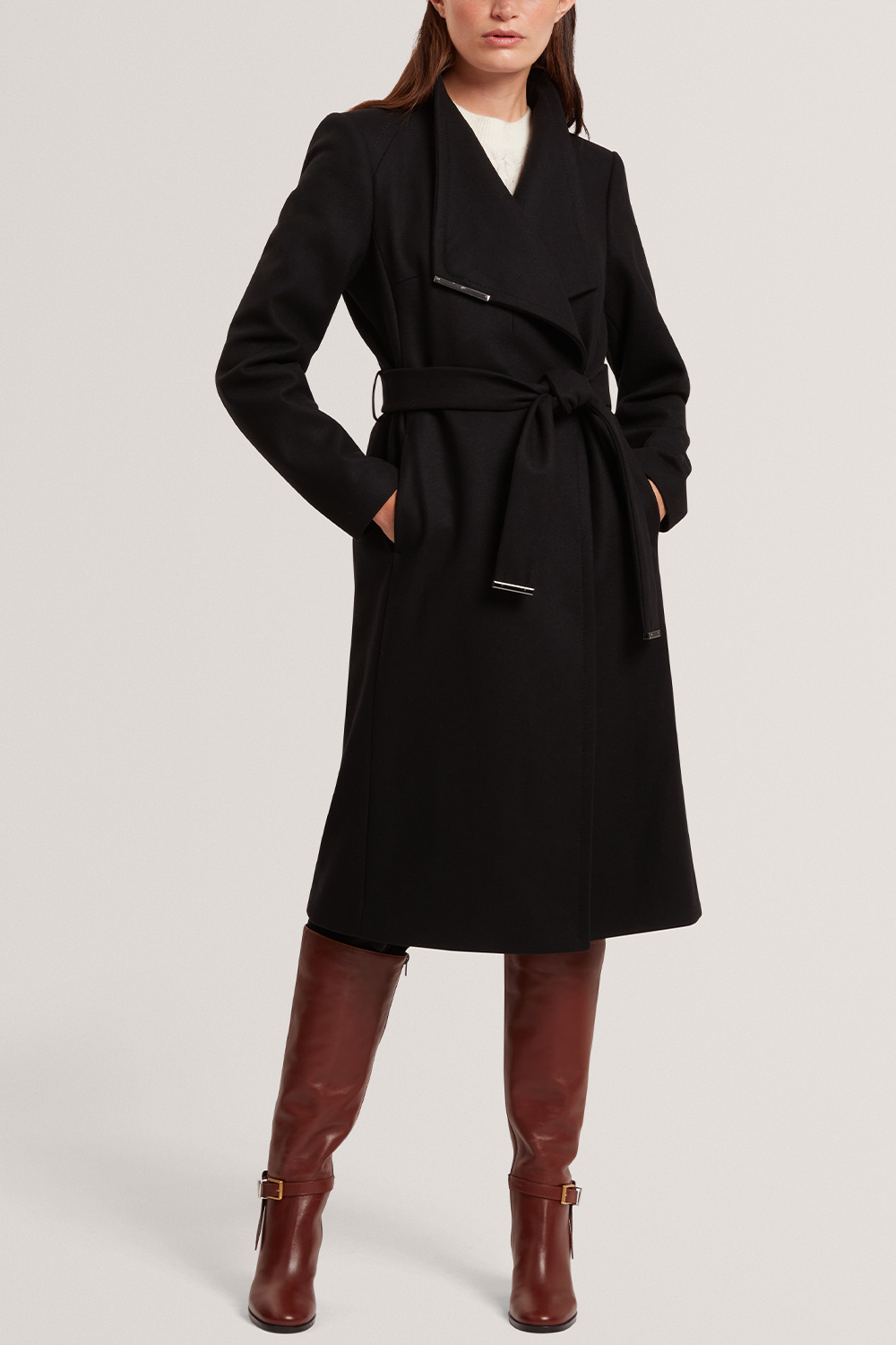 TED BAKER Παλτο Rose Mid Lengthed Wool Wrap 282071 black