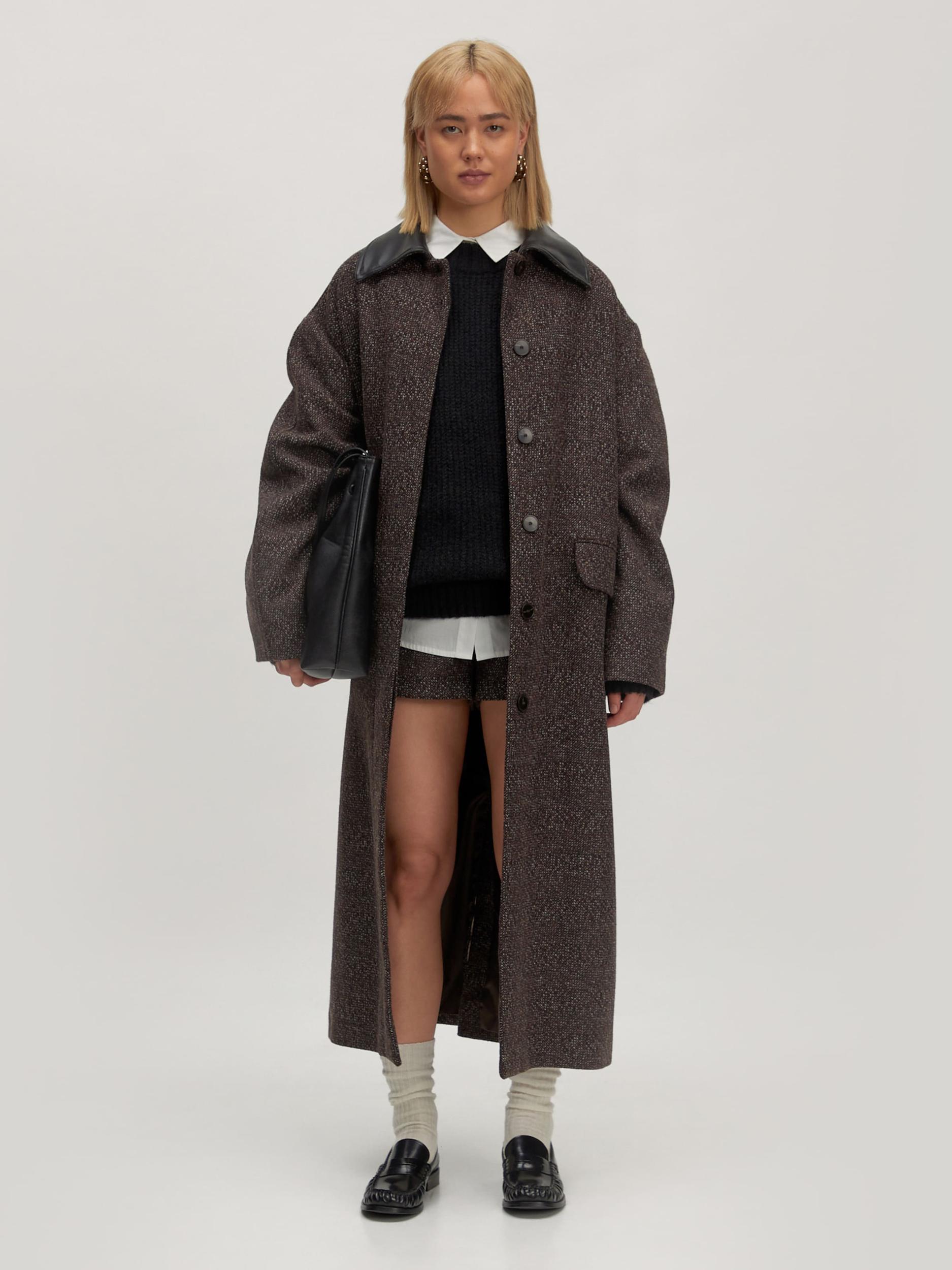 EDITED Ανοιξιάτικο και φθινοπωρινό παλτό 'Leah' καφέ / μαύρο / λευκό