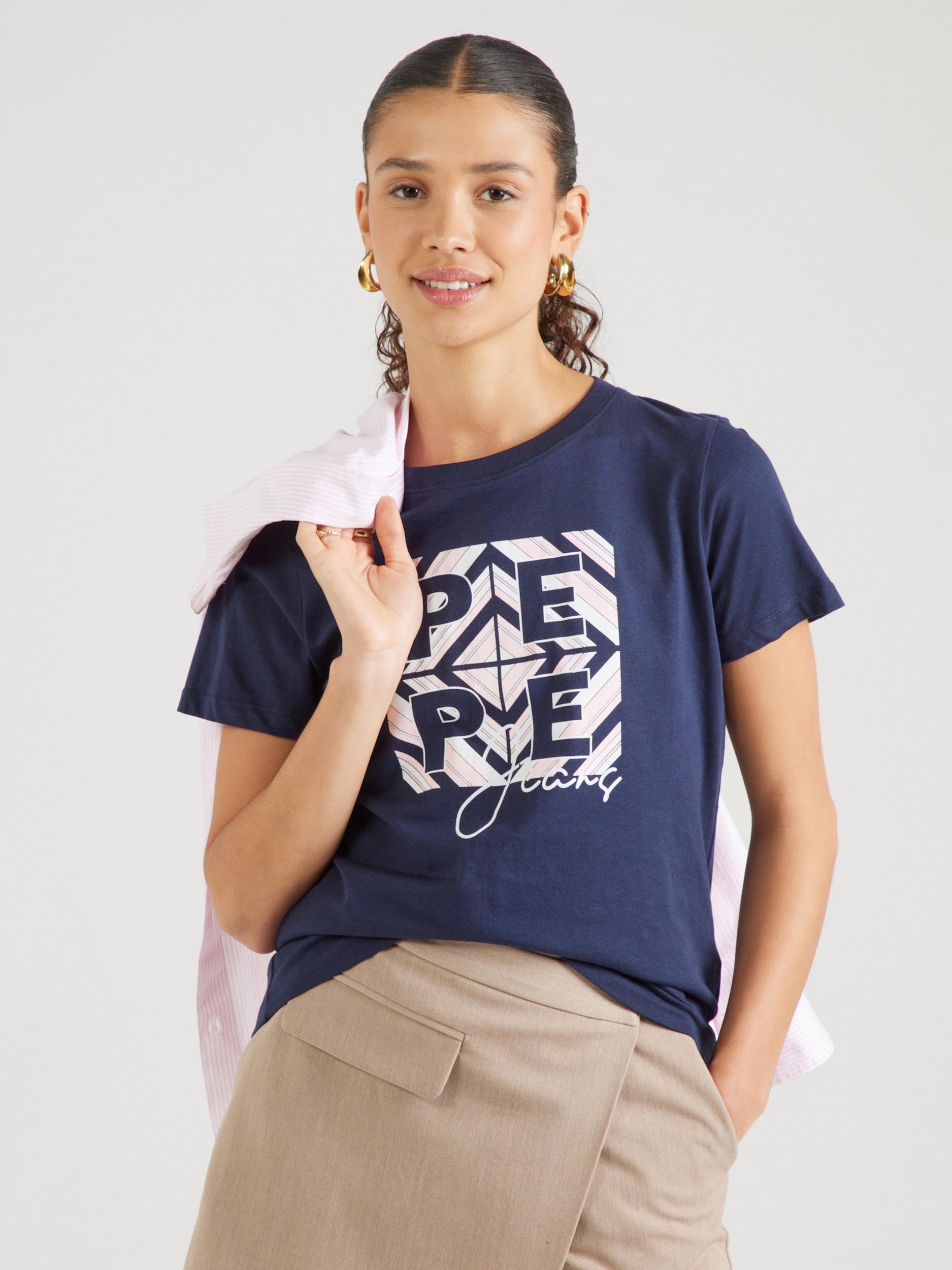 Pepe Jeans Μπλουζάκι 'BITE' ναυτικό μπλε / ροζ παστέλ / λευκό