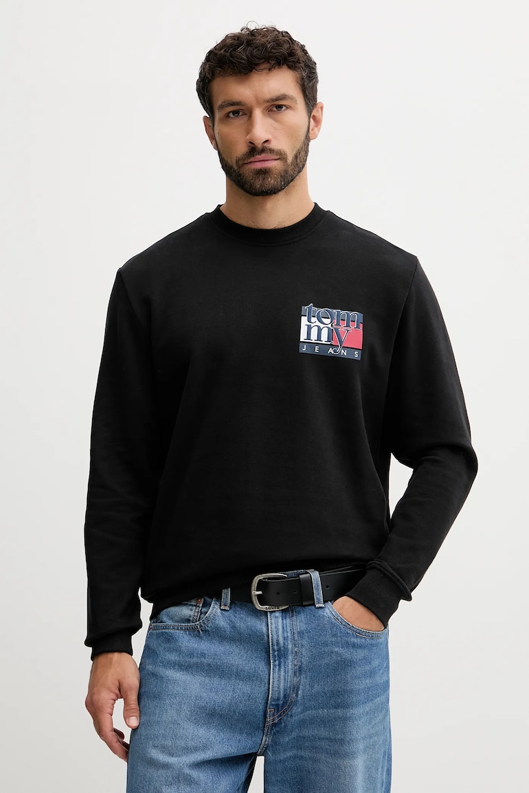 Βαμβακερή μπλούζα Tommy Jeans χρώμα: μαύρο, DM0DM22093