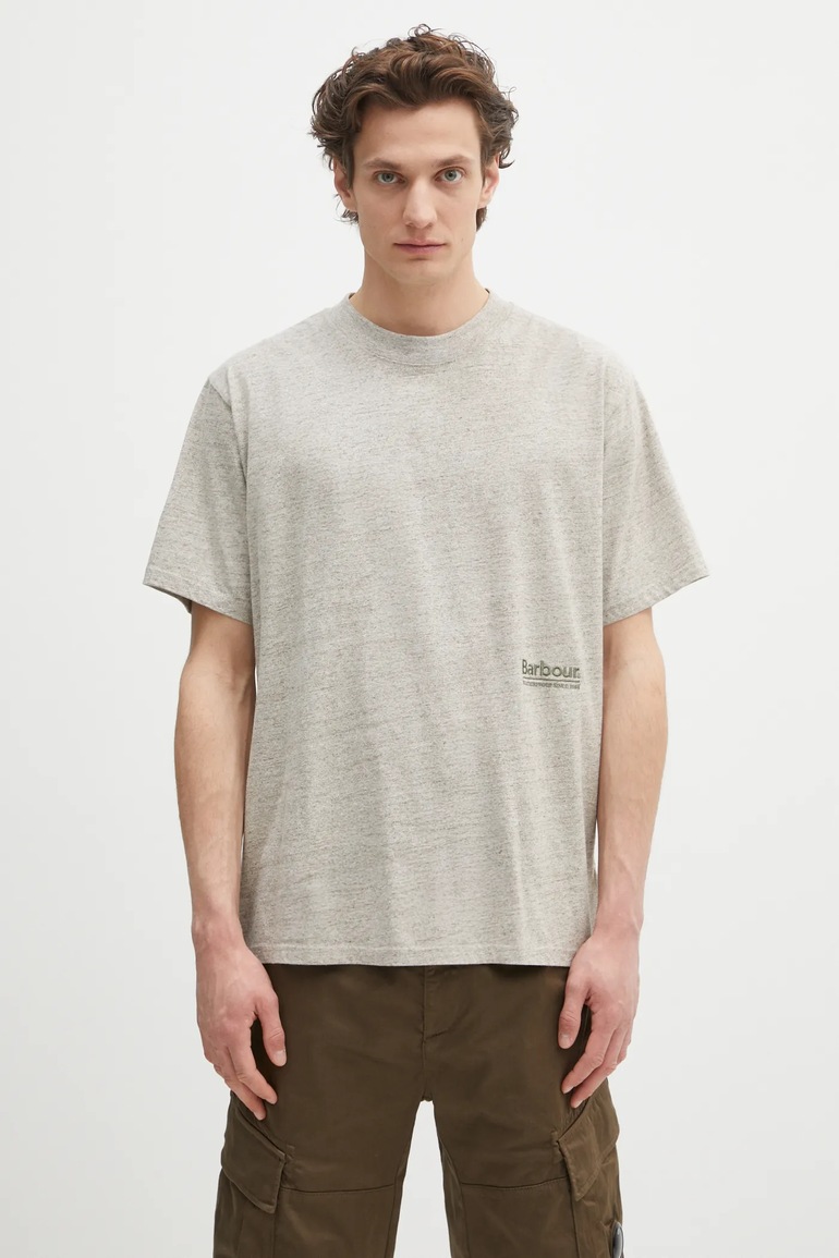 Μπλουζάκι Barbour Barbour Calton Linen Blend OS Fit T-Shirt χρώμα: μπεζ, MTS1404
