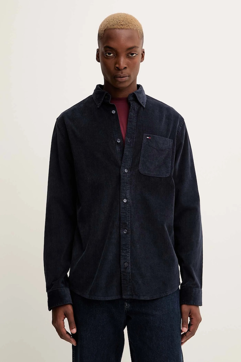Πουκάμισο κοτλέ Tommy Jeans ανδρικά, χρώμα: ναυτικό μπλε, DM0DM22021