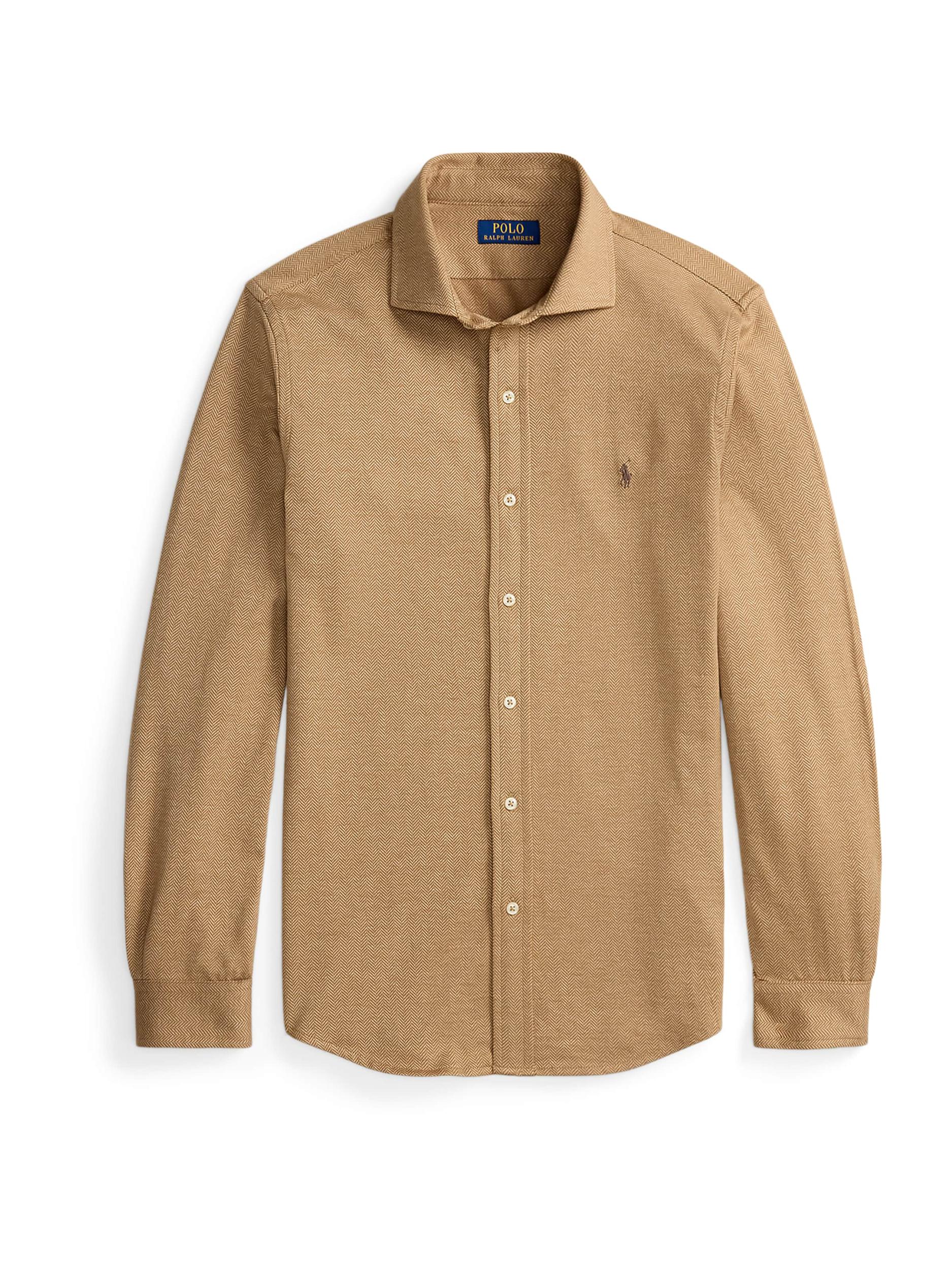Polo Ralph Lauren Πουκάμισο καμηλό / λευκό
