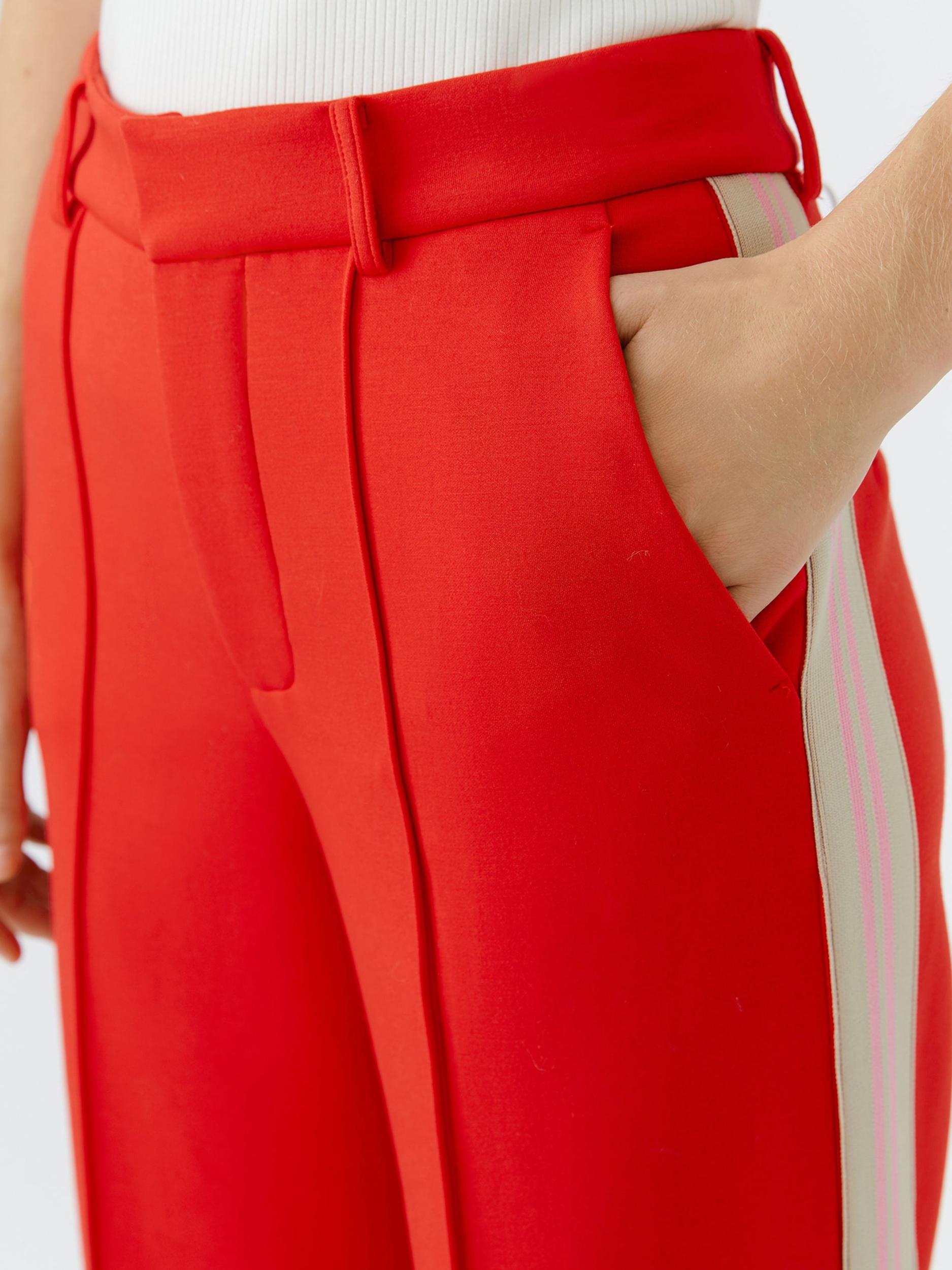 OUI Παντελόνι πλισέ έντονο κόκκινο / λευκό