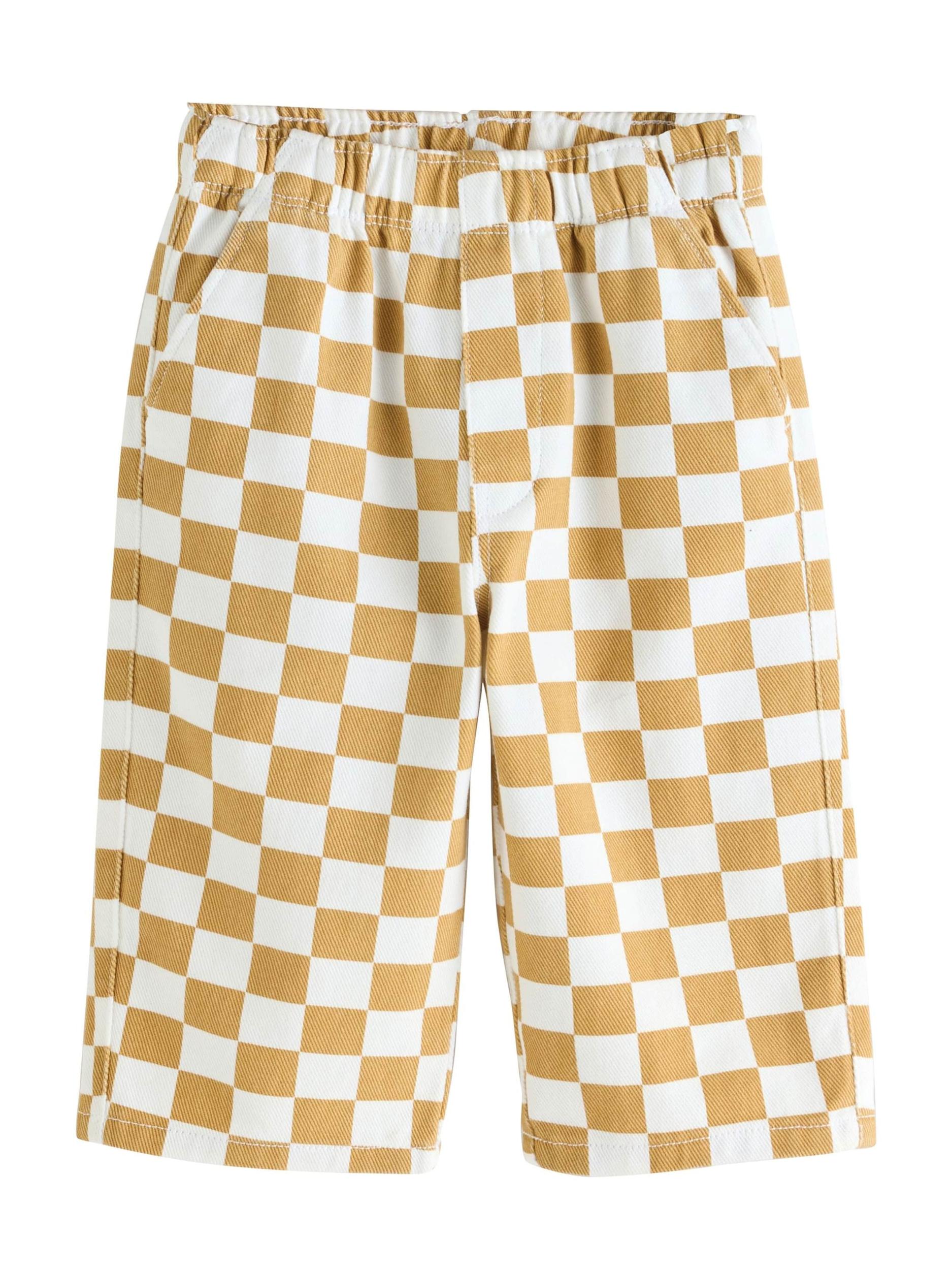 Next Παντελόνι μουσταρδί / λευκό