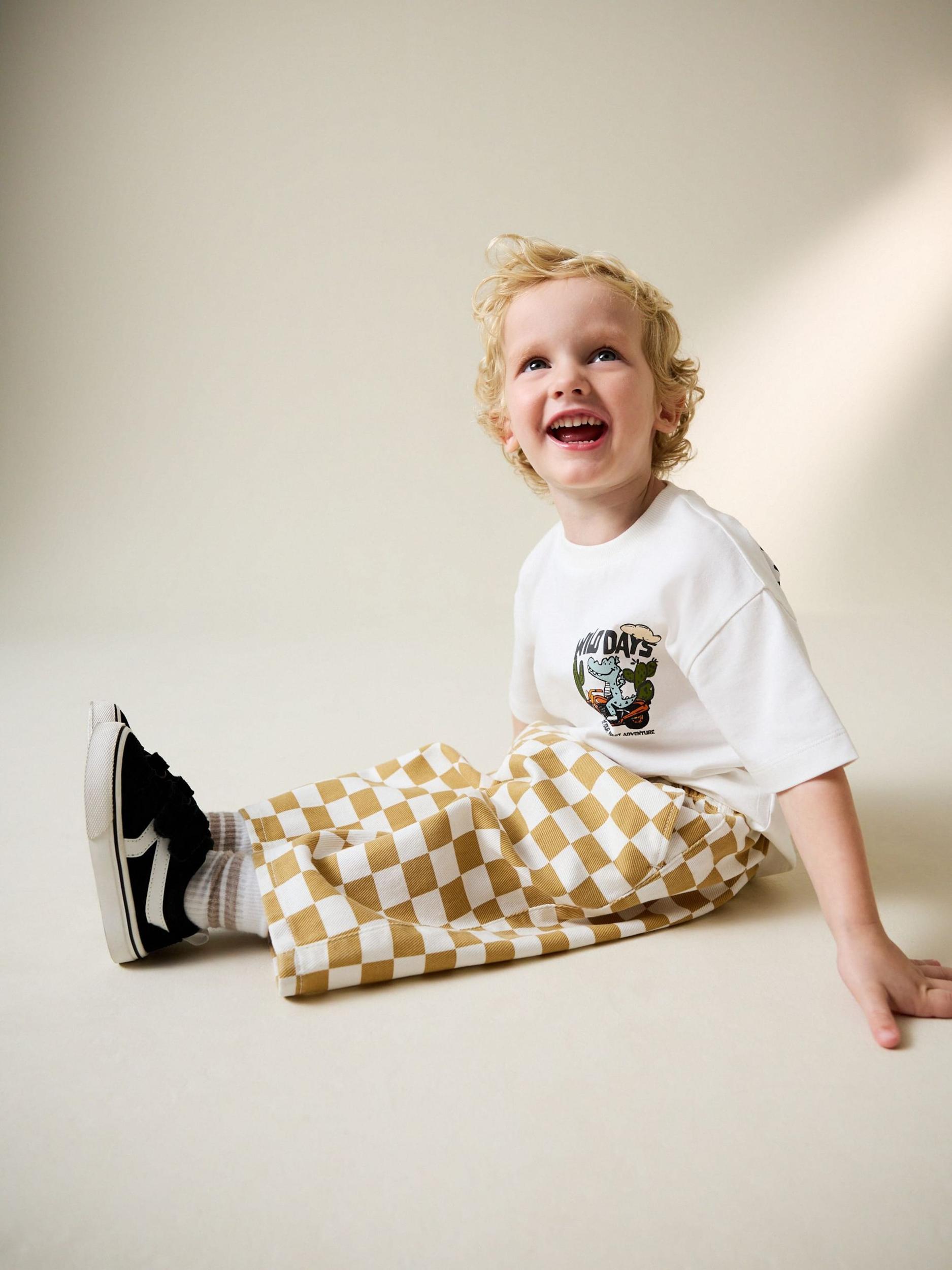 Next Παντελόνι μουσταρδί / λευκό