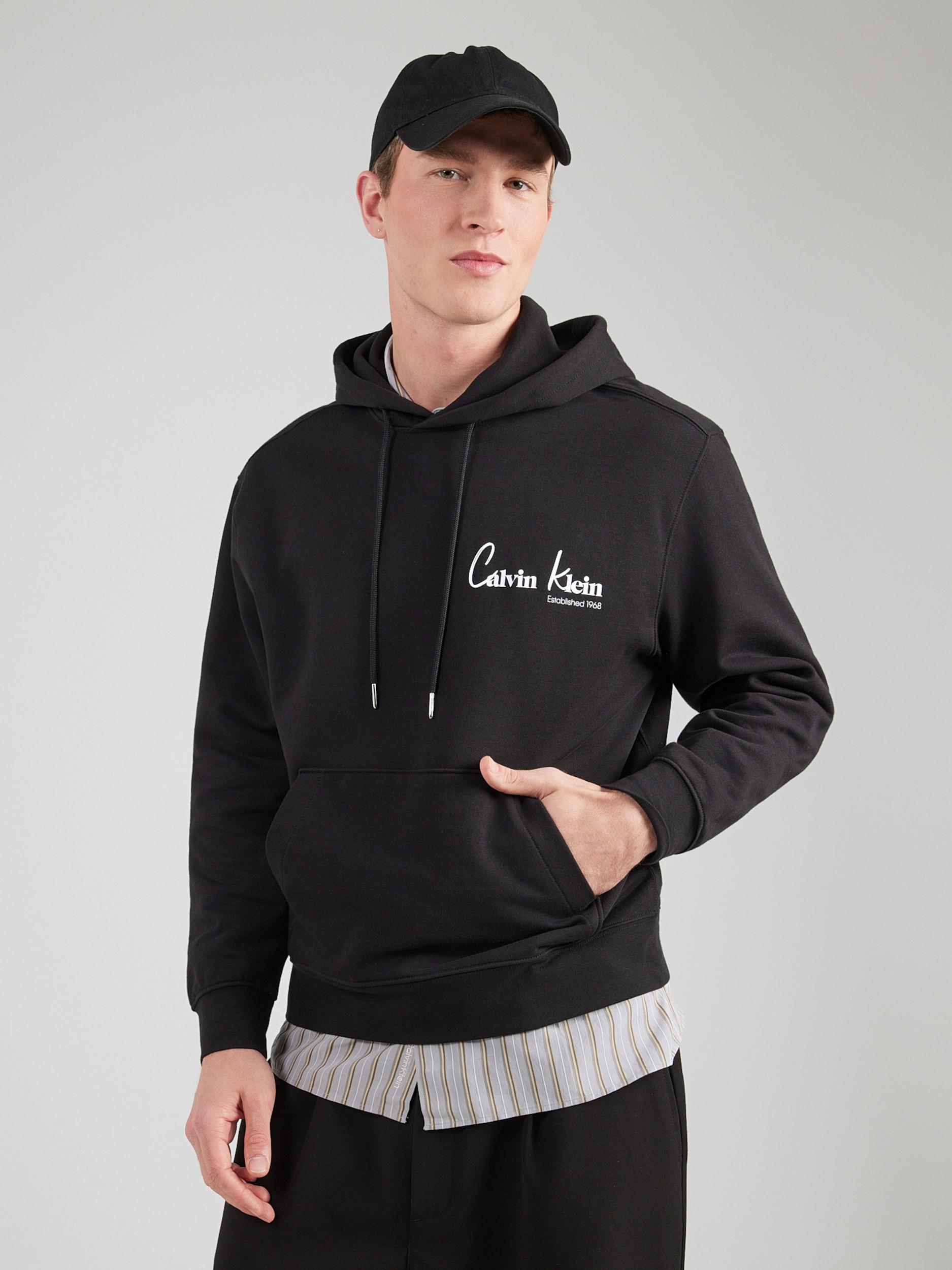 Calvin Klein Jeans Μπλούζα φούτερ μαύρο / λευκό