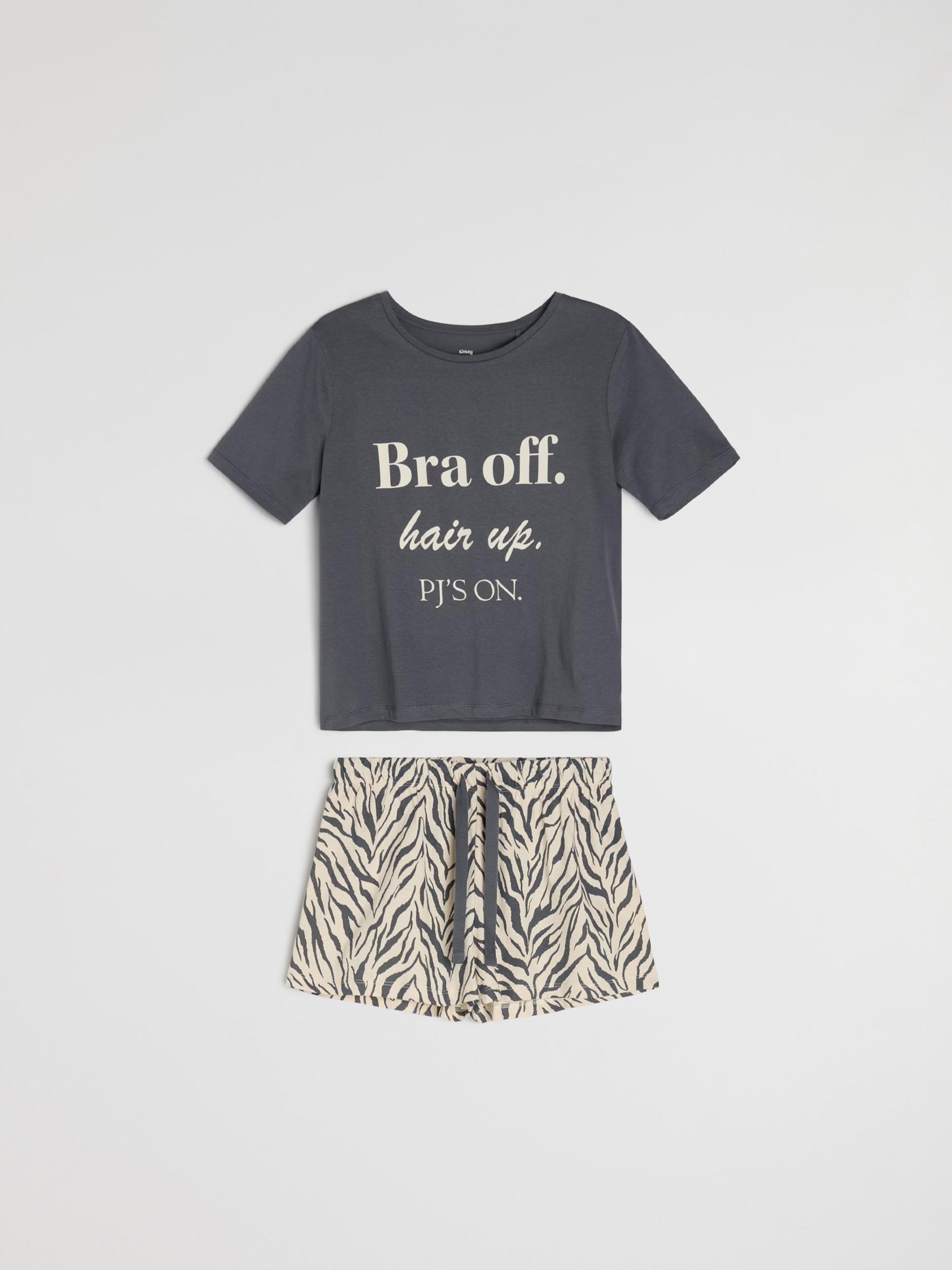 Sinsay - Βαμβακερή πιτζάμα δύο τεμαχίων - σκουρο γκρι