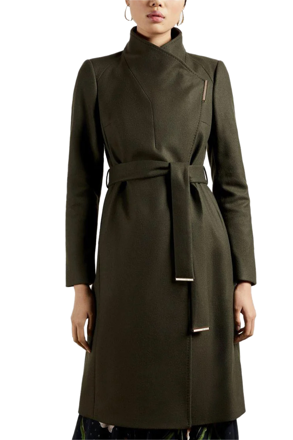 TED BAKER Παλτο Rose Mid Length Wool Wrap 278149 dk-green