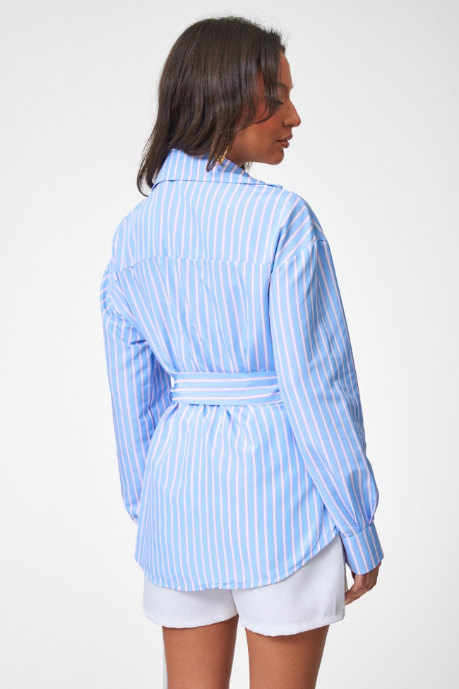 DeCoro Πουκάμισο με Κρουαζέ Δέσιμο & Ρίγα - ΣΙΕΛ