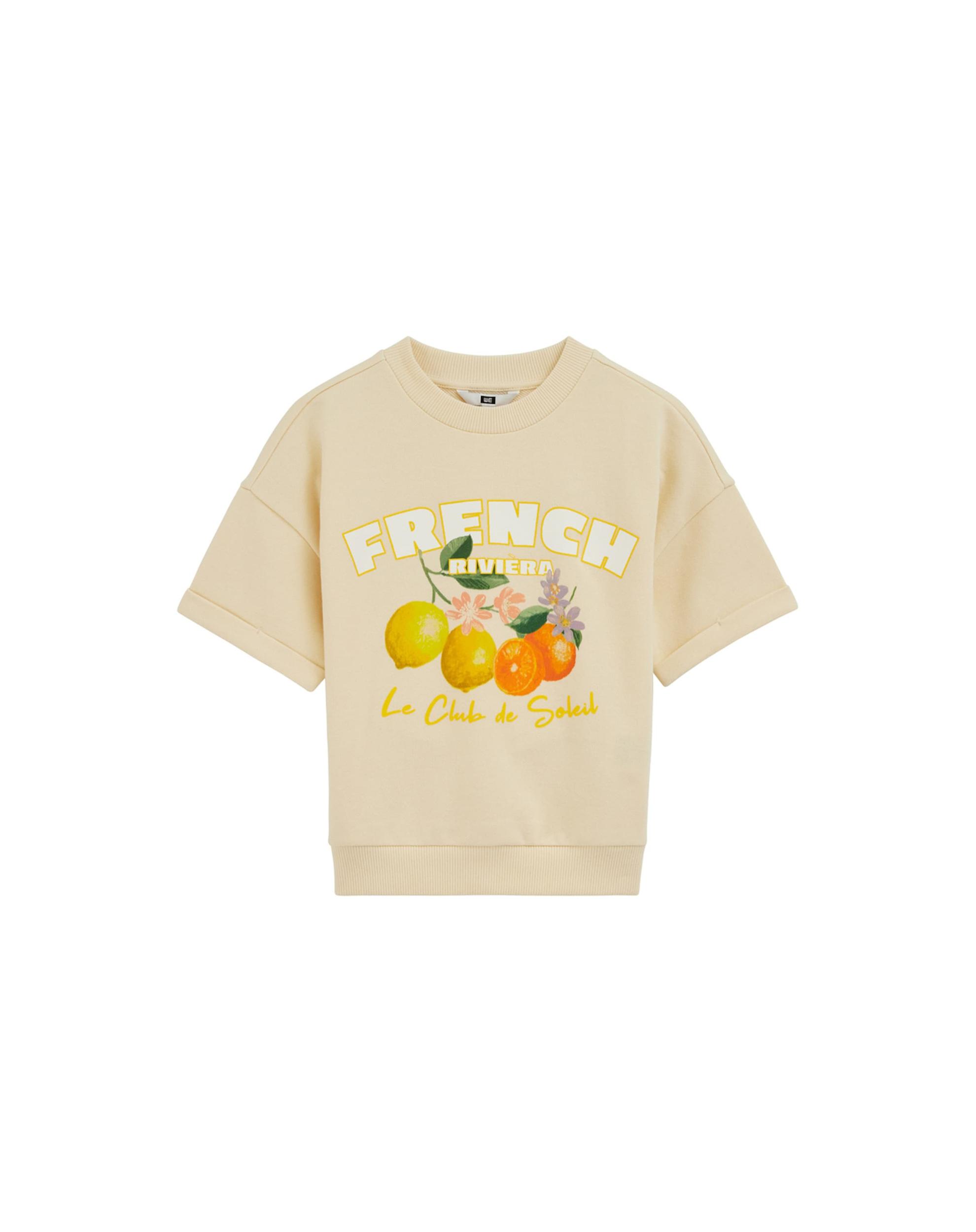 WE Fashion Μπλούζα φούτερ κίτρινο / ανοικτό κίτρινο / σκούρο πορτοκαλί / λευκό