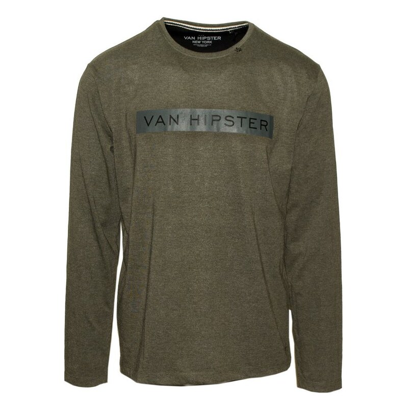 VAN HIPSTER 71439-16 Ανδρική μακρυμάνικη μπλούζα με τύπωμα - χακί μελανζέ