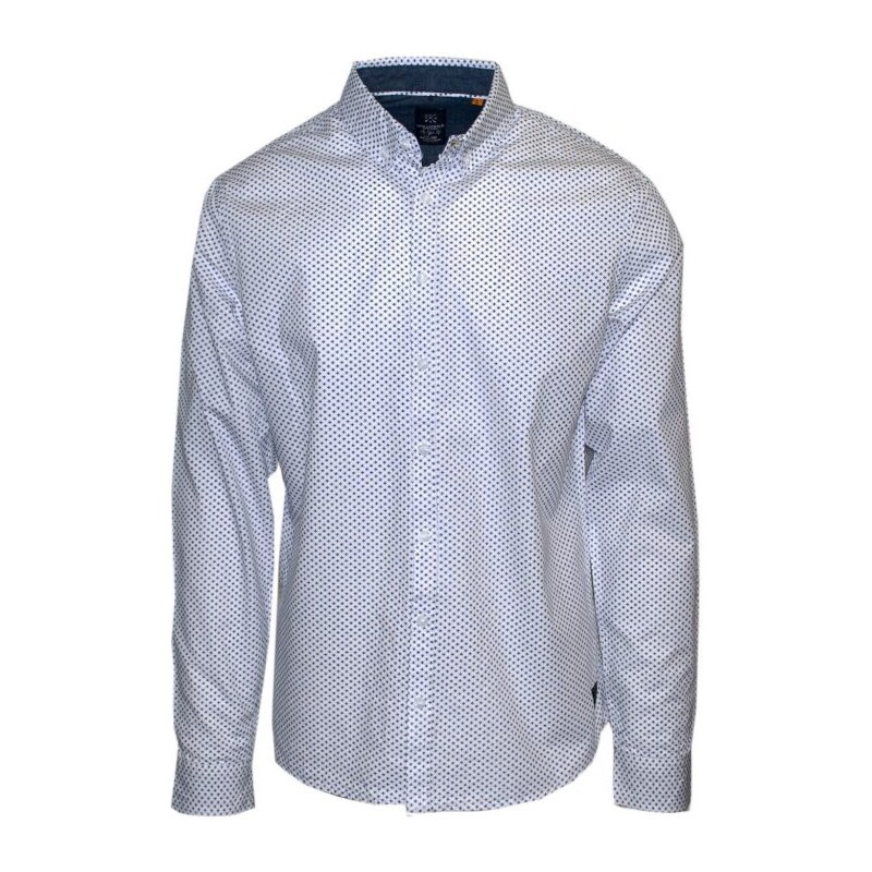 VAN HIPSTER 71328-02 Ανδρικό πουκάμισο εμπριμέ με μακρύ μανίκι - λευκό