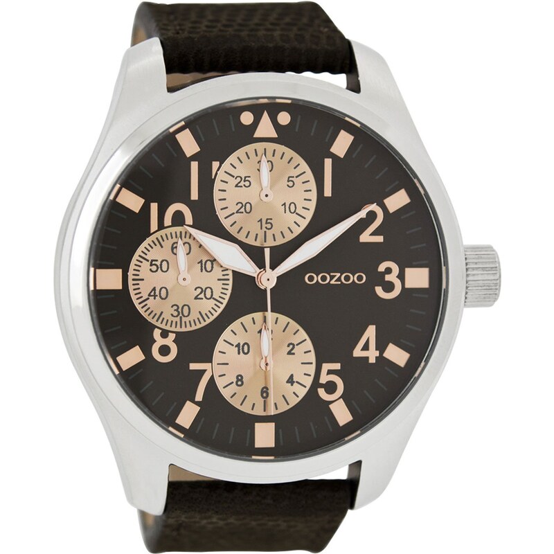 Ρολόι OOZOO Timepieces με καφέ λουράκι και μαύρο καντράν C7488