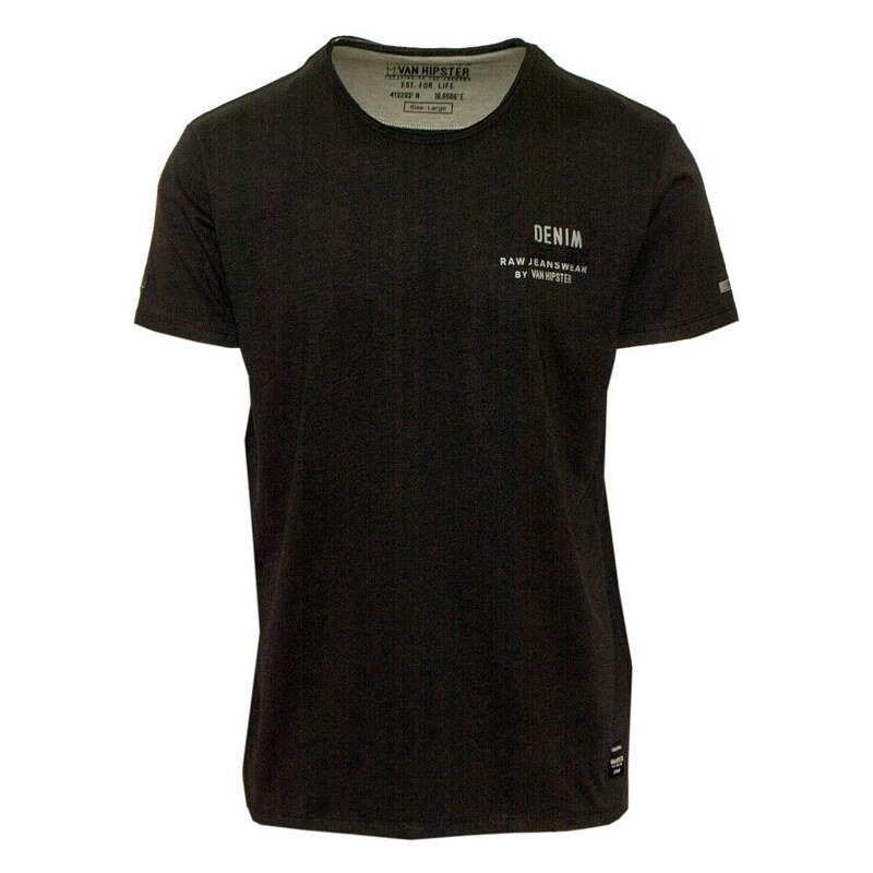 VAN HIPSTER 71505-01 Ανδρικό T-shirt με διακριτικό τύπωμα - Μαύρο