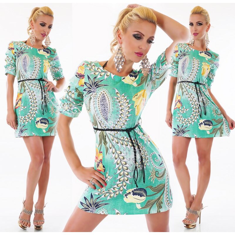 SD Fashion Μίνι φλοράλ φόρεμα - Πράσινο 31052