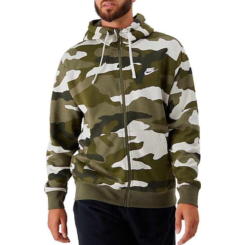 Nike m nsw club deals camo hoodie fz bb