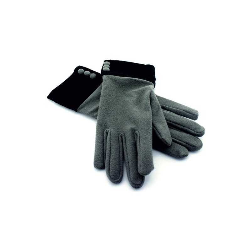 Modati Ελαστικά γυναικεία γάντια με κουμπάκια γκρί