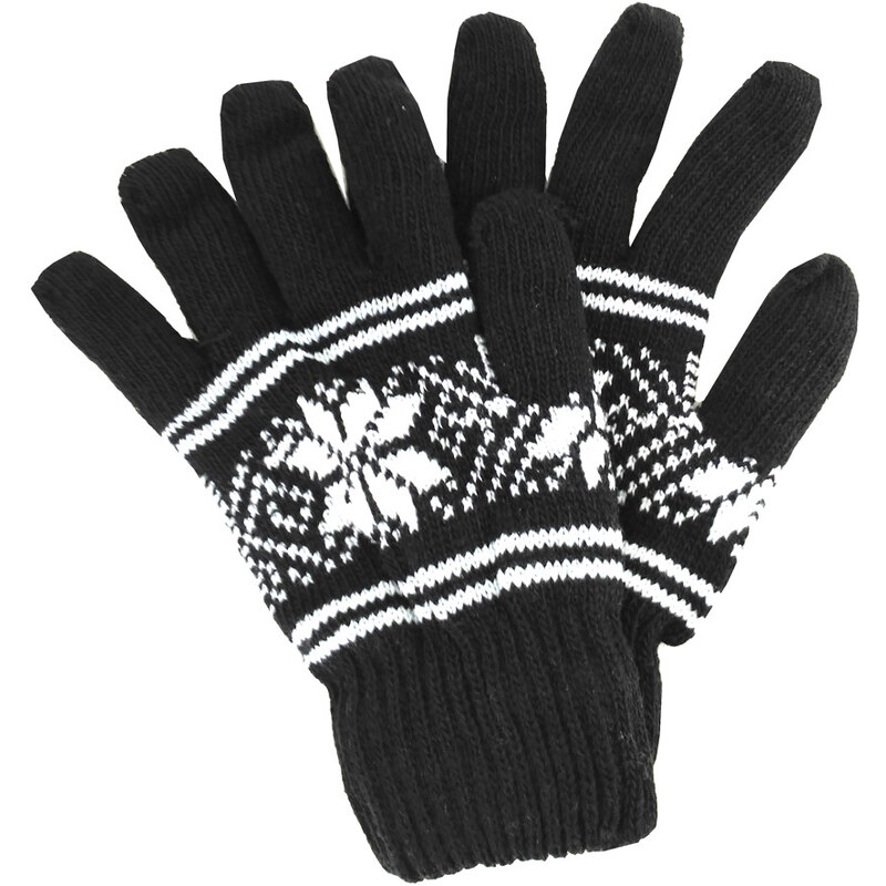 OEM Ανδρικά γάντια πλεκτά μαύρα με σχέδιο